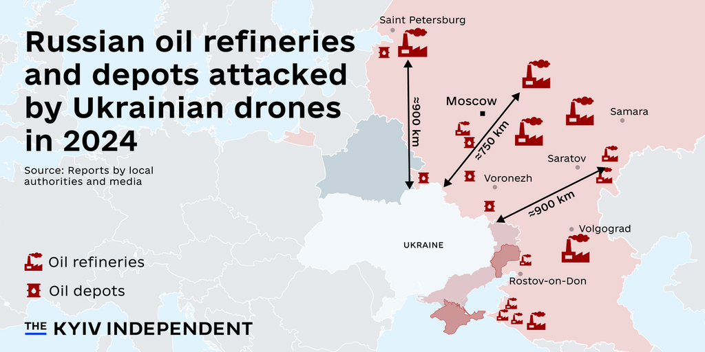 Ukrainian drones hit one Russian oil refinery after another