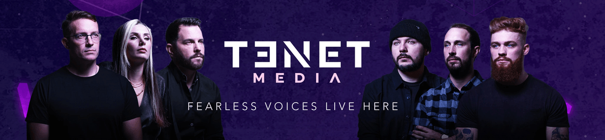 (L-R)  Benny Johnson, Lauren Southern, Dave Rubin, Tim Pool, Matt Christiansen and Tayler Hansen. (Tenet Media)