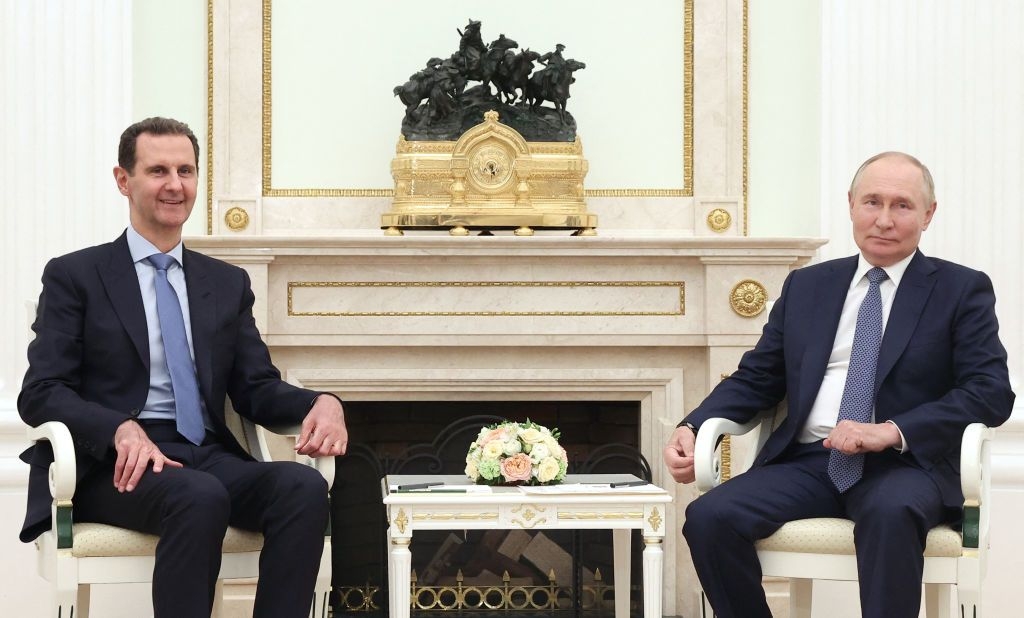 Russia’s President Vladimir Putin meets with Syria’s President Bashar al-Assad at the Kremlin in Moscow on July 24, 2024.