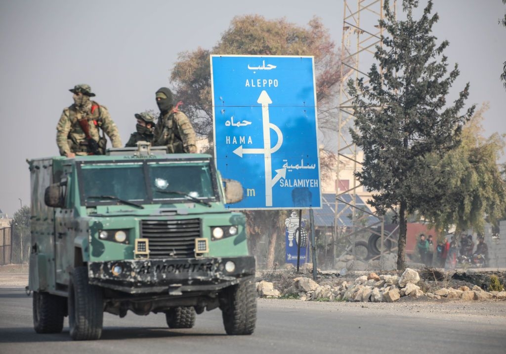 Anti-regime groups advancing in Syria's Homs Province, a gateway to Damascus, reach the city center in Homs, Syria, on Dec. 6, 2024.