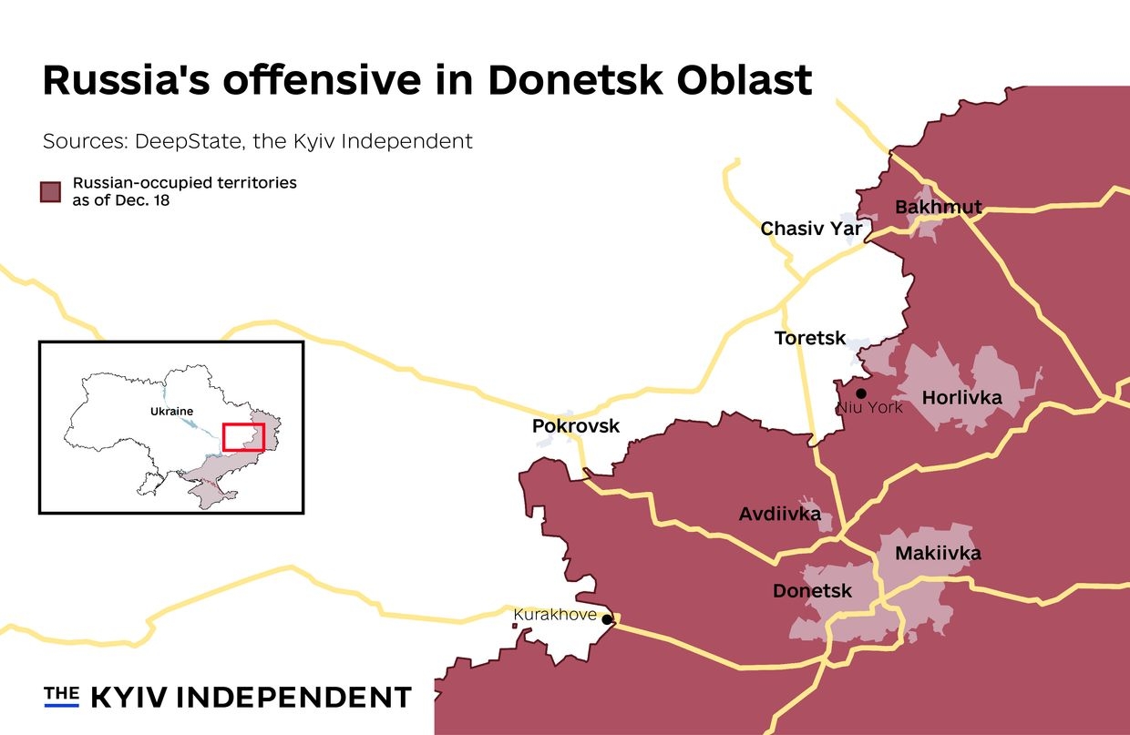Russian offensive in Donetsk Oblast. 