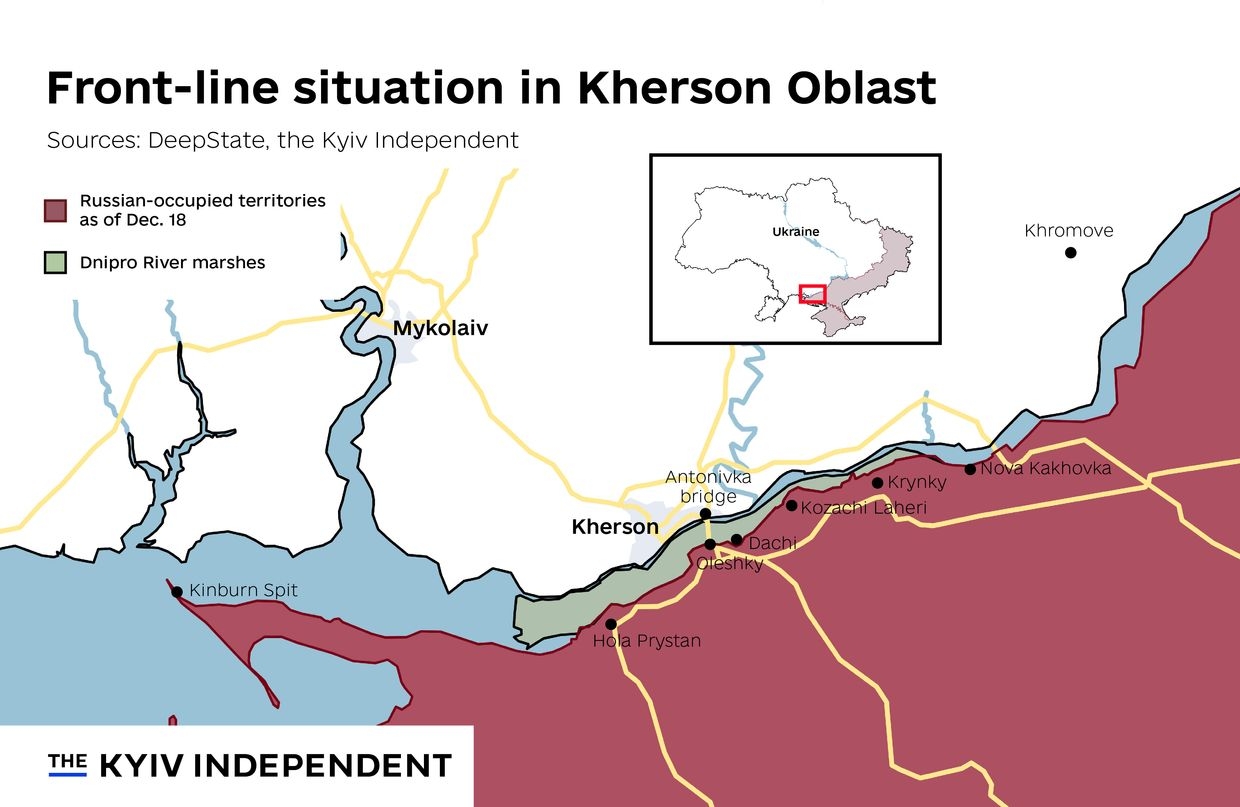 Front-line situation in Kherson Oblast as of December. 