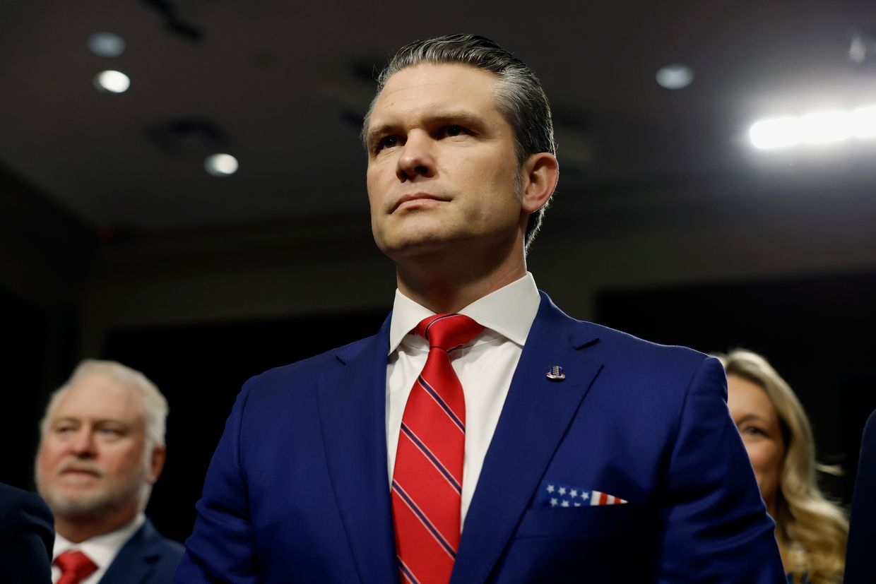 U.S. Secretary of Defense nominee Pete Hegseth arrives for his Senate Armed Services confirmation hearing on Capitol Hill in Washington, DC, on Jan. 14, 2025. 