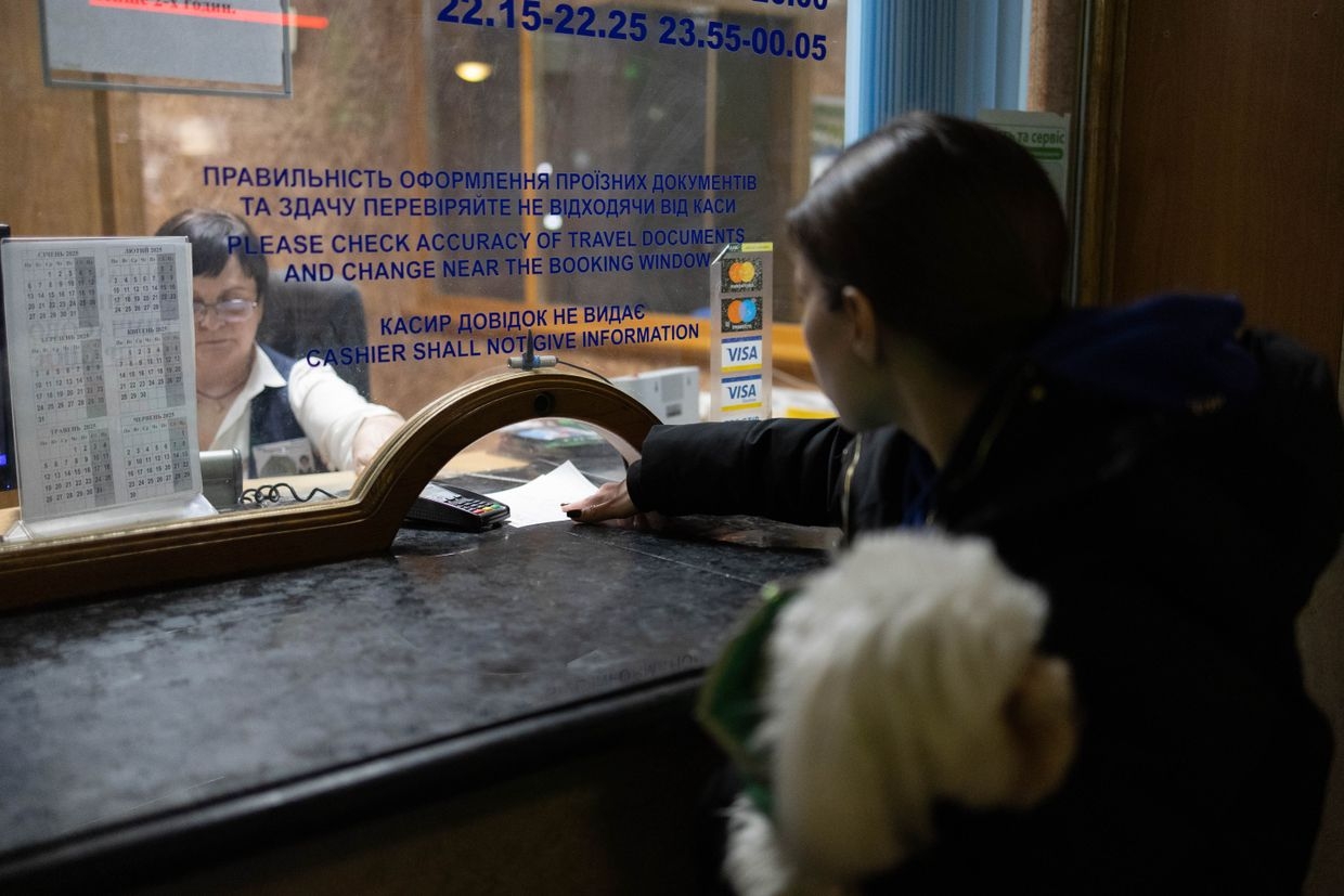 Lines at ticket windows at the railway station in Kyiv, Ukraine, on March 26, 2025.