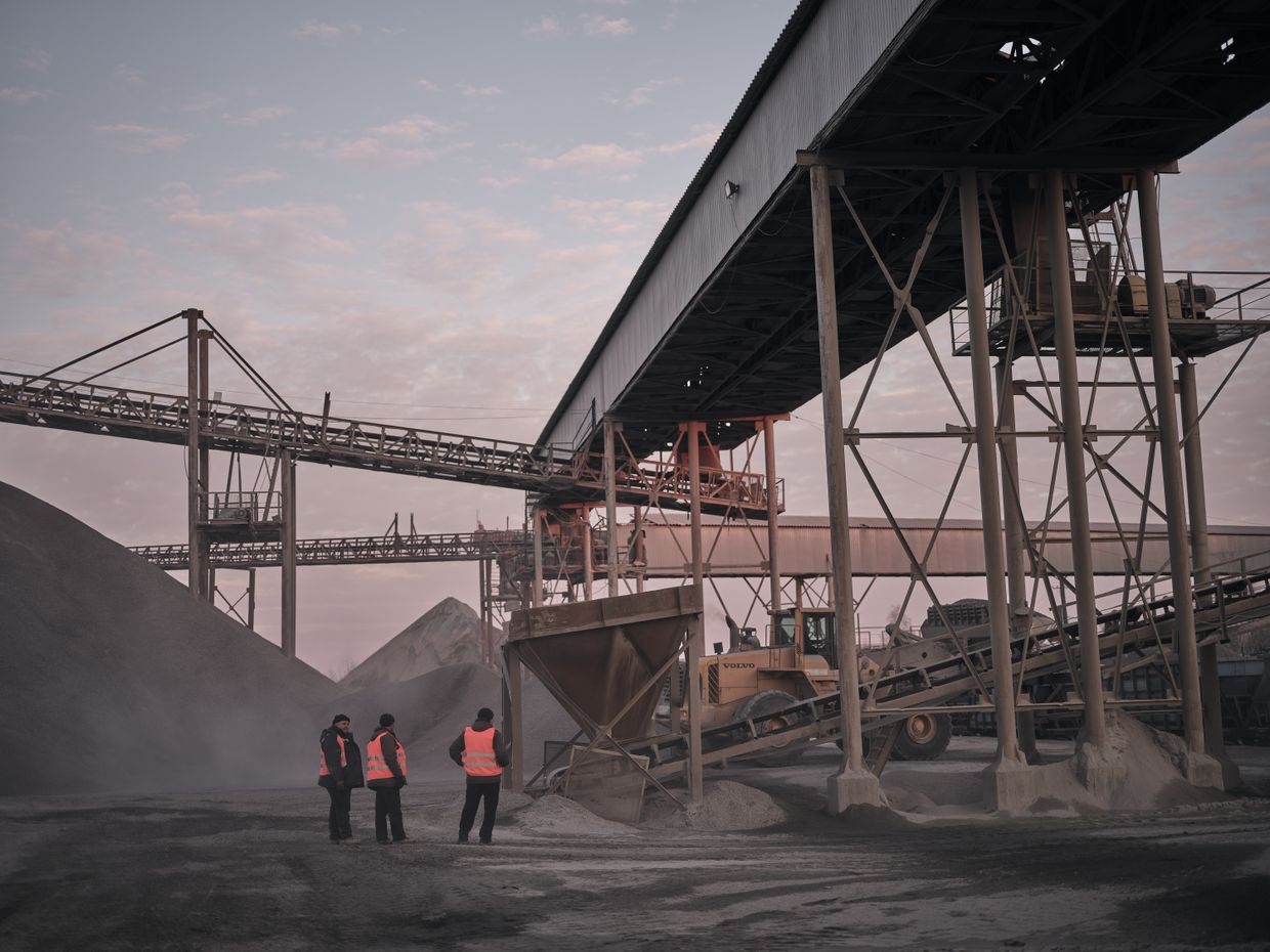 Granite is mined in Zhytomyr Oblast, Ukraine, on Feb. 26, 2025. 