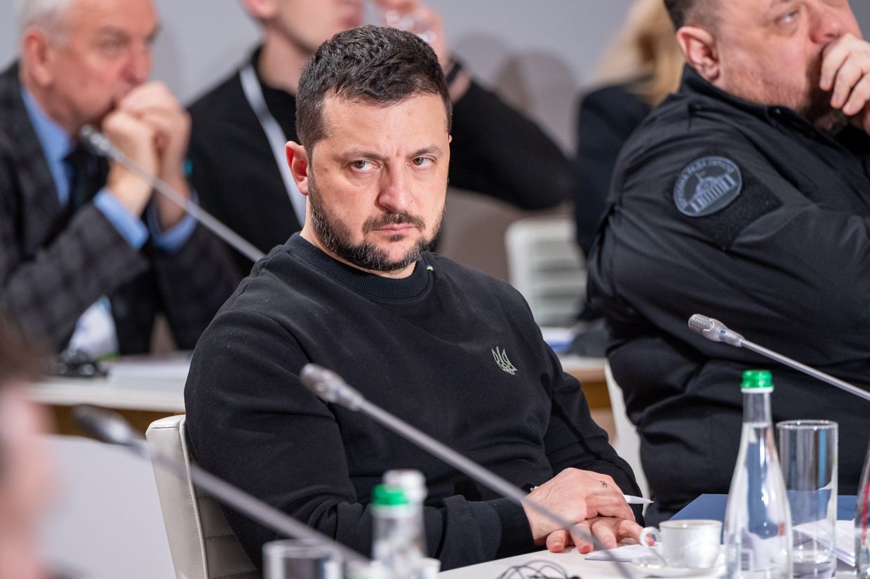 President Volodymyr Zelenskyy attends the Congress of Local and Regional Authorities in Lviv Oblast, Ukraine, on Dec. 15, 2023.