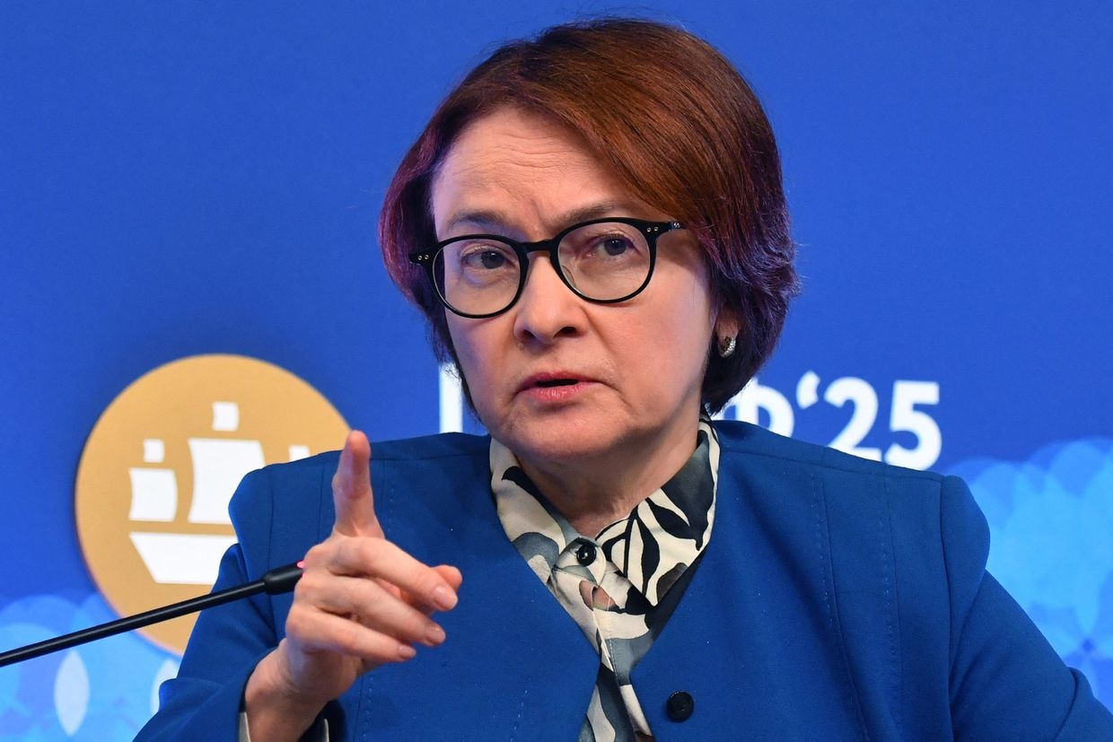 Russia’s Central Bank Governor Elvira Nabiullina attends the Saint Petersburg International Economic Forum in Saint Petersburg, Russia, on June 19, 2025.