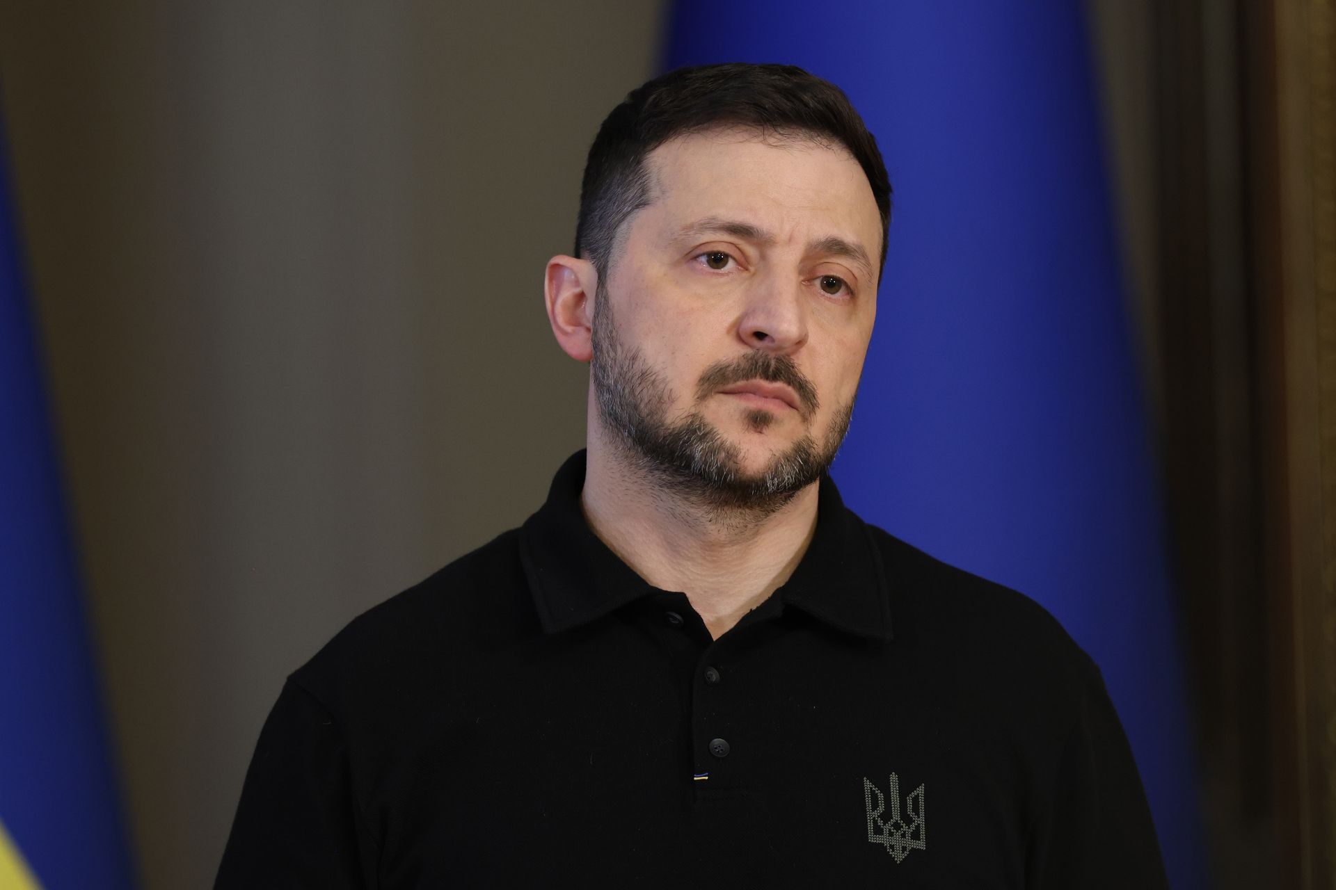 President Volodymyr Zelensky speaks to the press during a conference in Kyiv, Ukraine, on April 17, 2025.