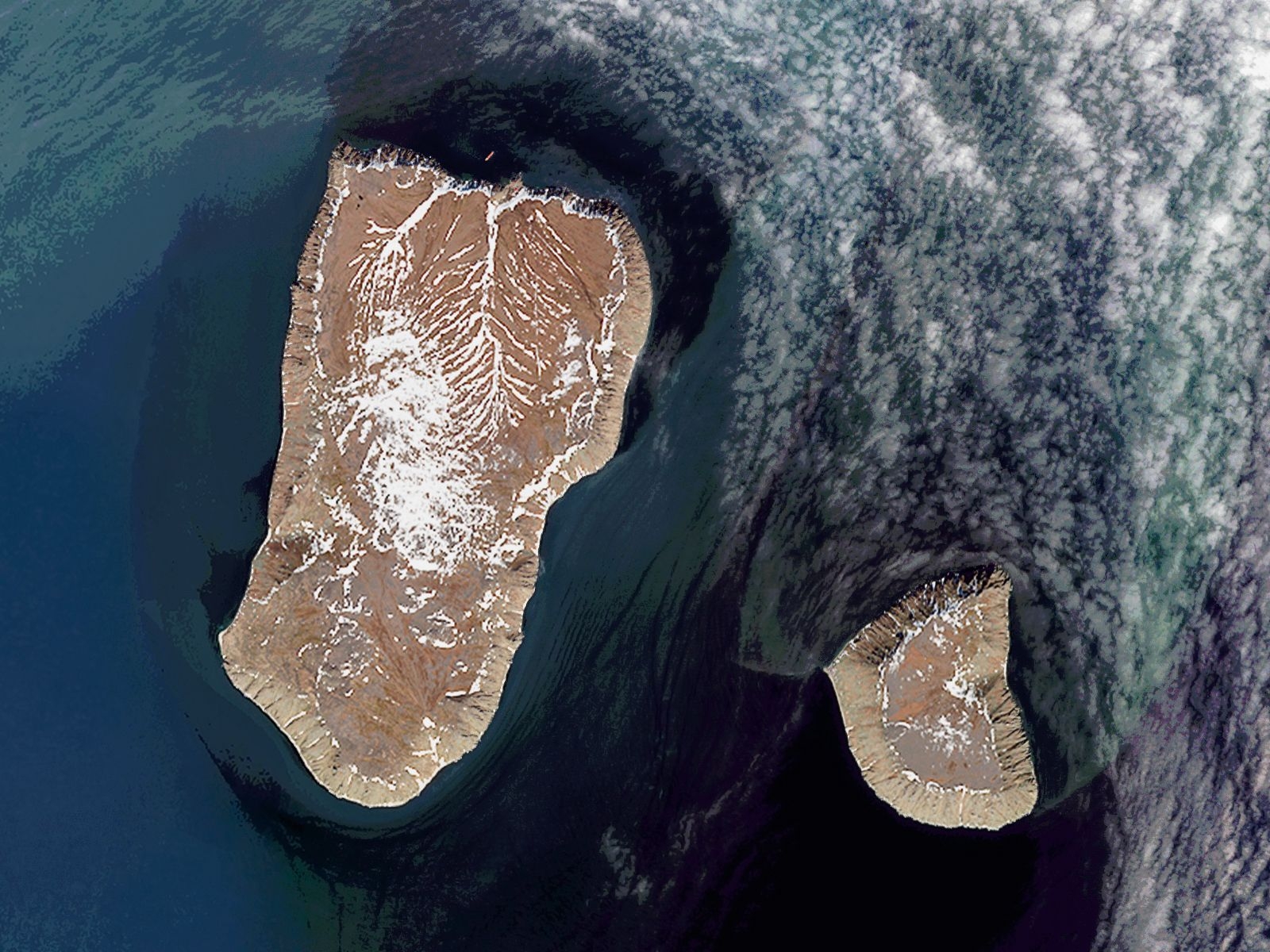 The Diomede Islands in the Bering Strait are seen on June 14, 2017. 