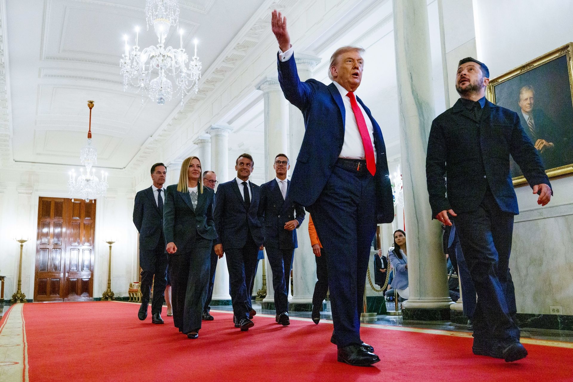 European Leaders with President Donald Trump, and President Volodymyr Zelensky at the White House in Washington, D.C., U.S. on Aug. 18, 2025.