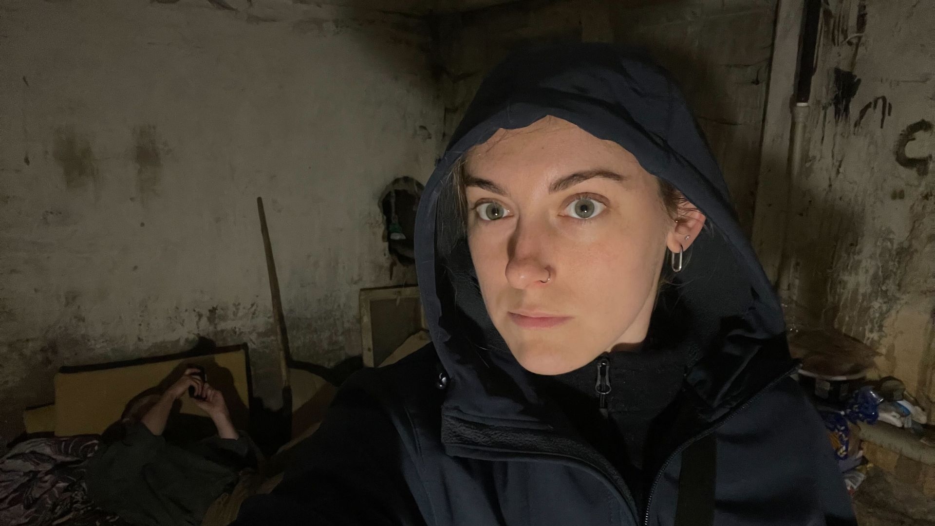 A sleeping area in a basement in Pokrovsk, Donetsk Oblast, Ukraine, on June 28, 2025.