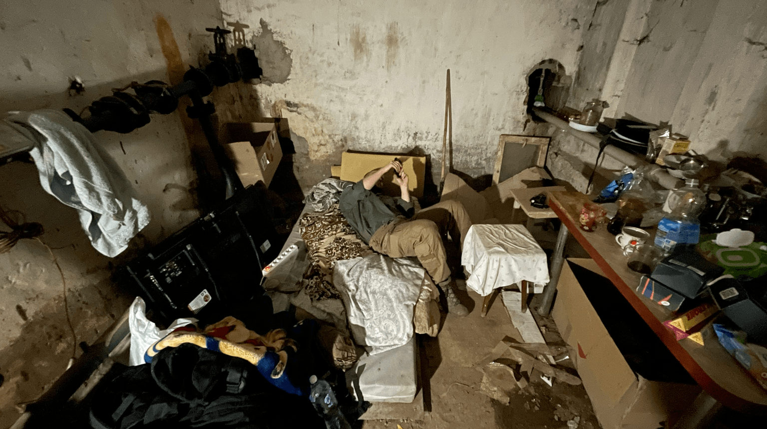 A basement in an abandoned building serves as shelter for soldiers and journalists during their rotations in Pokrovsk, Donetsk Oblast, Ukraine, on June 28, 2025. A basement in an abandoned building serves as shelter for soldiers and journalists during their rotations in Pokrovsk, Donetsk Oblast, Ukraine, on June 28, 2025.