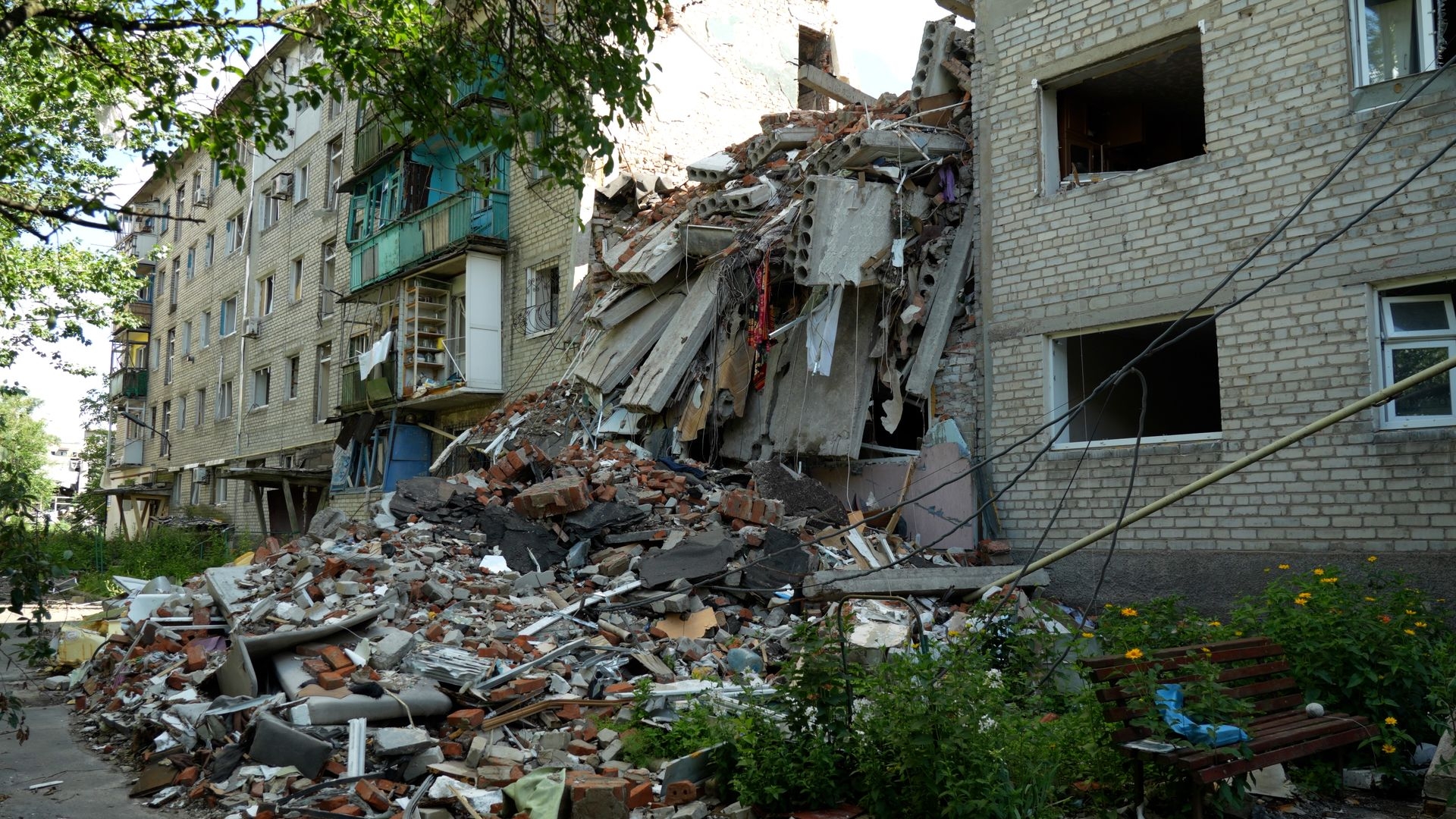 A destroyed building in Pokrovsk, Donetsk Oblast, Ukraine, on June 29, 2025.