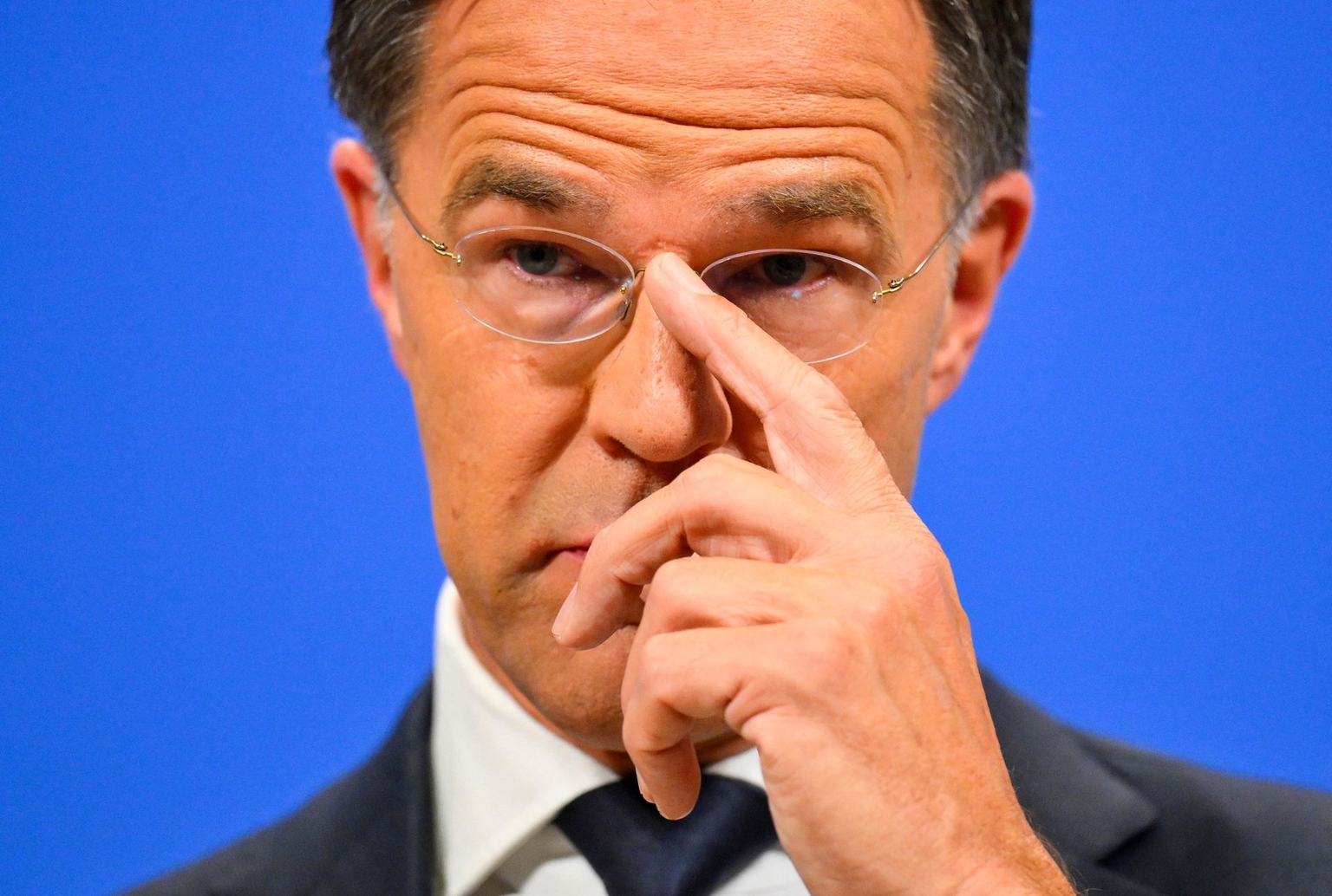 NATO Secretary General Mark Rutte speaks during a press conference at NATO headquarters in Brussels, Belgium, on Sept. 23, 2025.