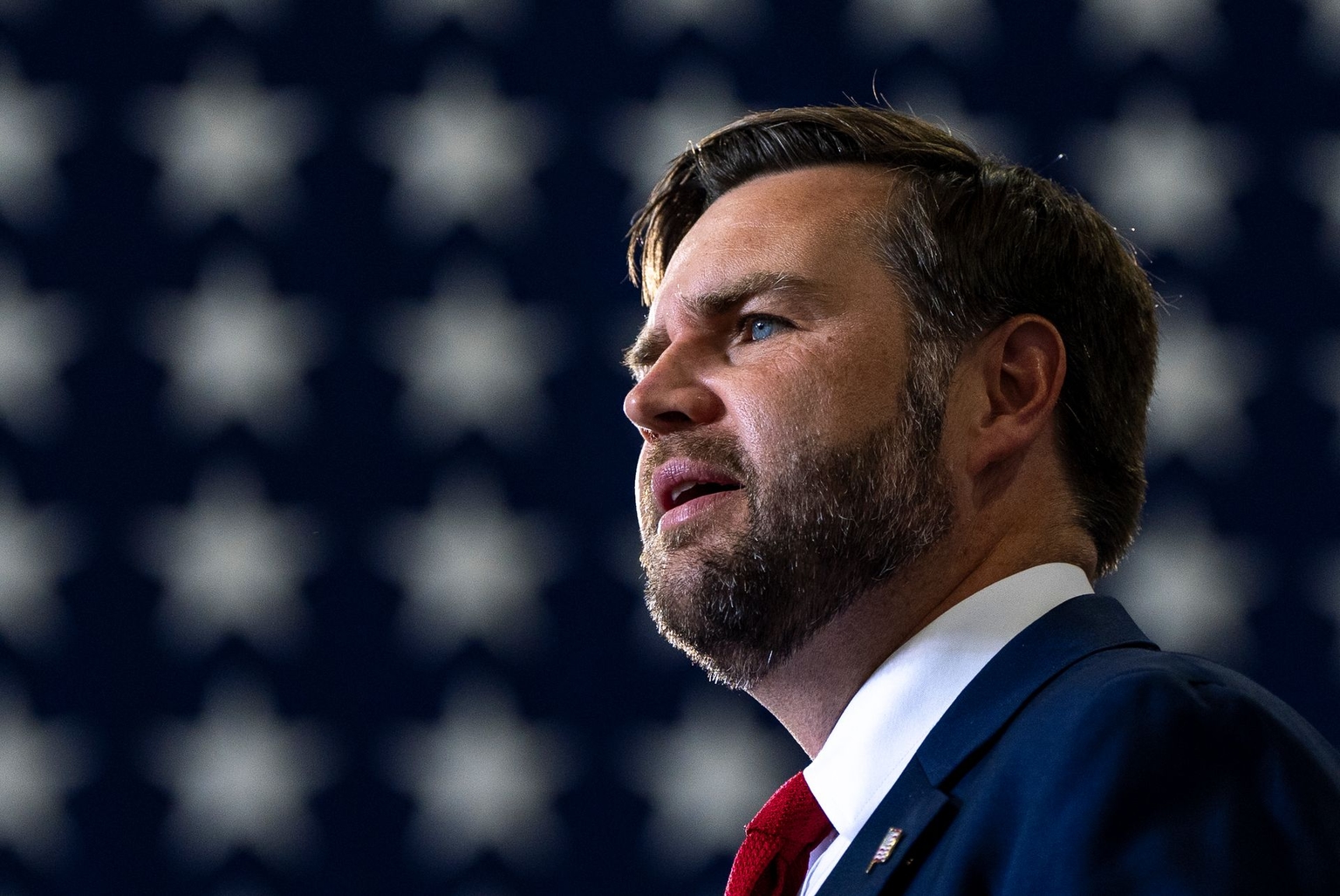U.S. Vice President J.D. Vance speaks at Concord-Padgett Regional Airport in Concord, North Carolina, on Sept. 24, 2025. 