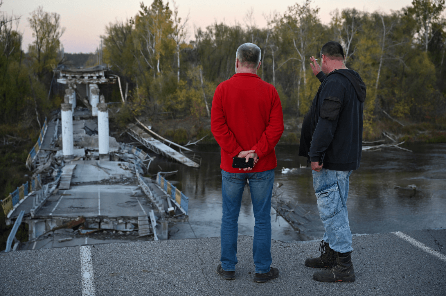 Ivo (L) and Nikola (R) in Bohorodychne, Donetsk Oblast , Ukraine, in October 2024. 