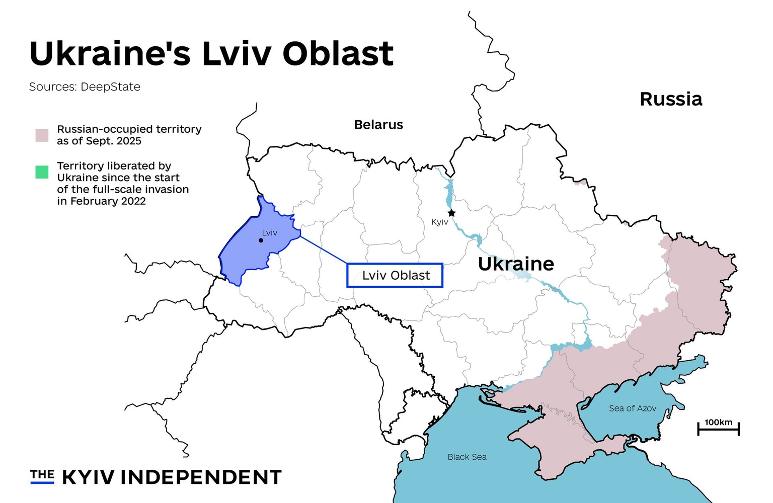 A map showing Ukraine's Lviv Oblast