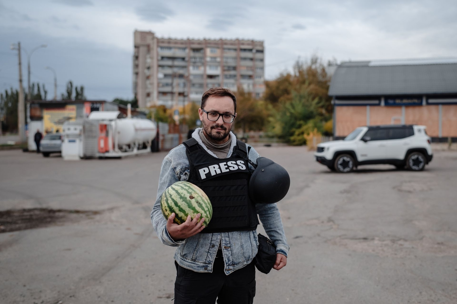 Ukrainian writer Myroslav Laiuk poses for a photo in Kherson, Ukraine, on Oct. 7, 2025. Ukrainian writer Myroslav Laiuk poses for a photo in Kherson, Ukraine, on Oct. 7, 2025. 