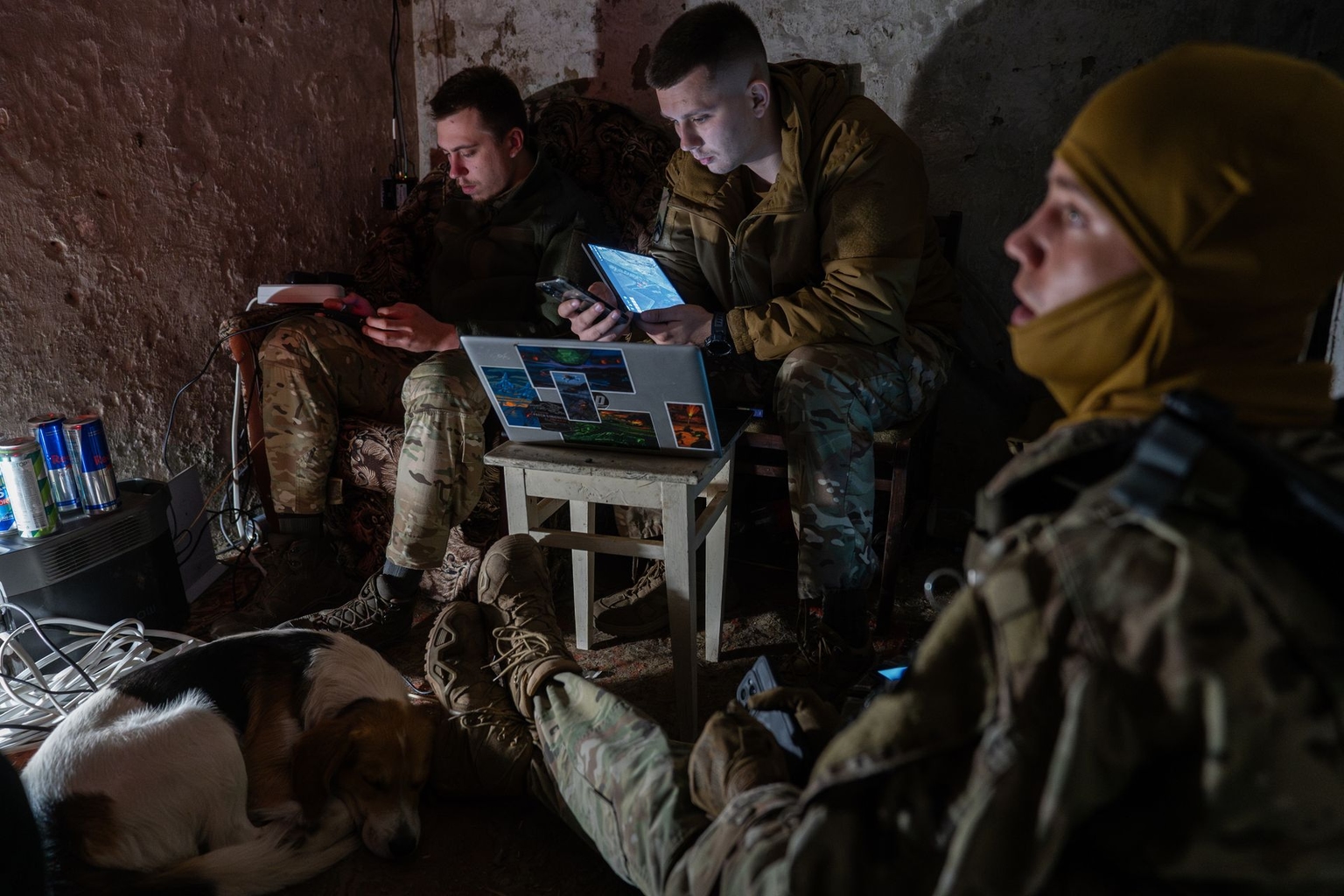 The night bomber crew of the Khartiia Brigad prepare for night operations with a heavy night drone (nicknamed “Baba Yaga” by Russian forces) near Lyptsi in Kharkiv Oblast, Ukraine, on June 19, 2024.
