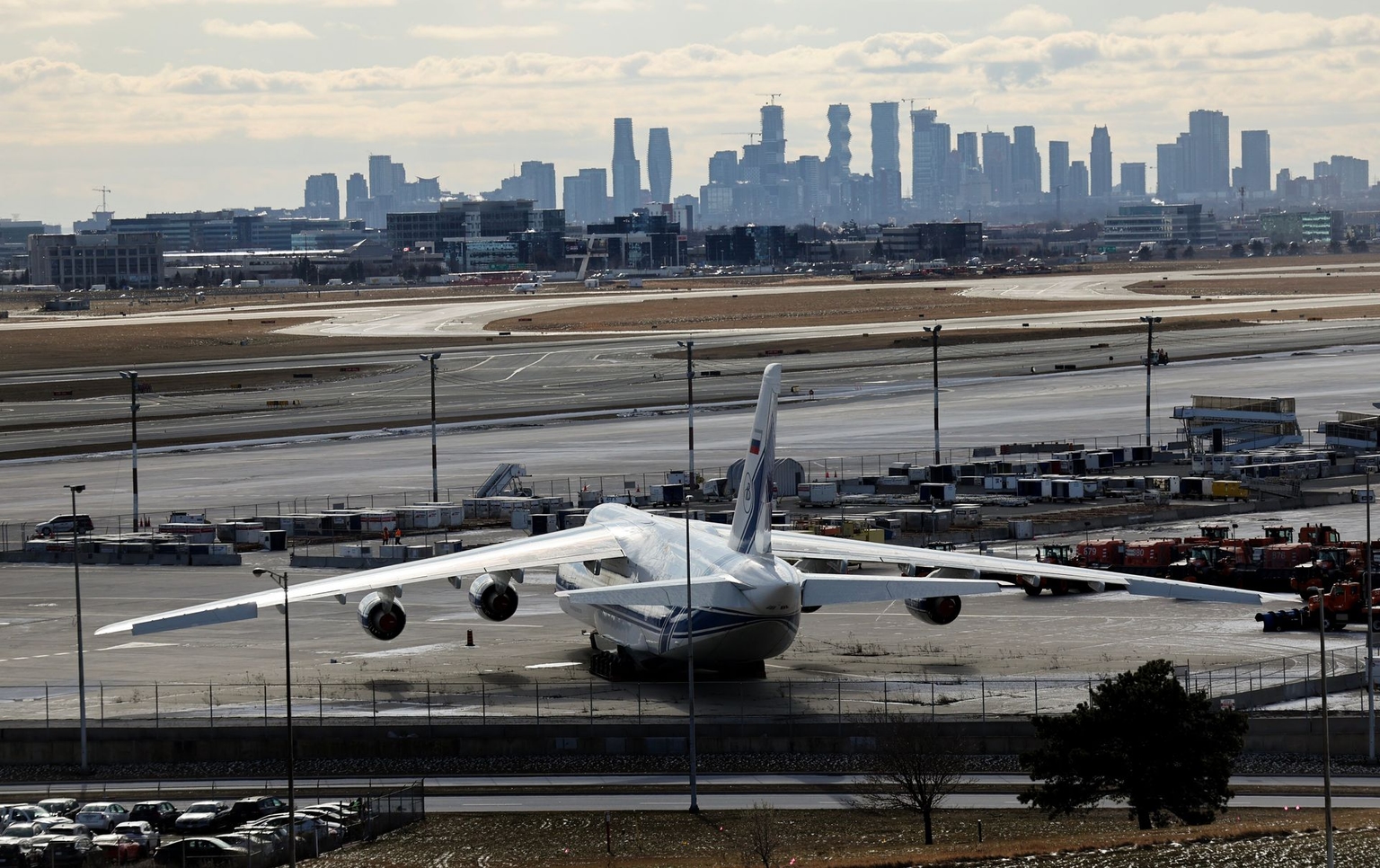 Antonov An-124, a Russian-owned cargo aircraft at Pearson International Airport in Toronto, Ontario, Canada, on Jan. 8, 2025. 