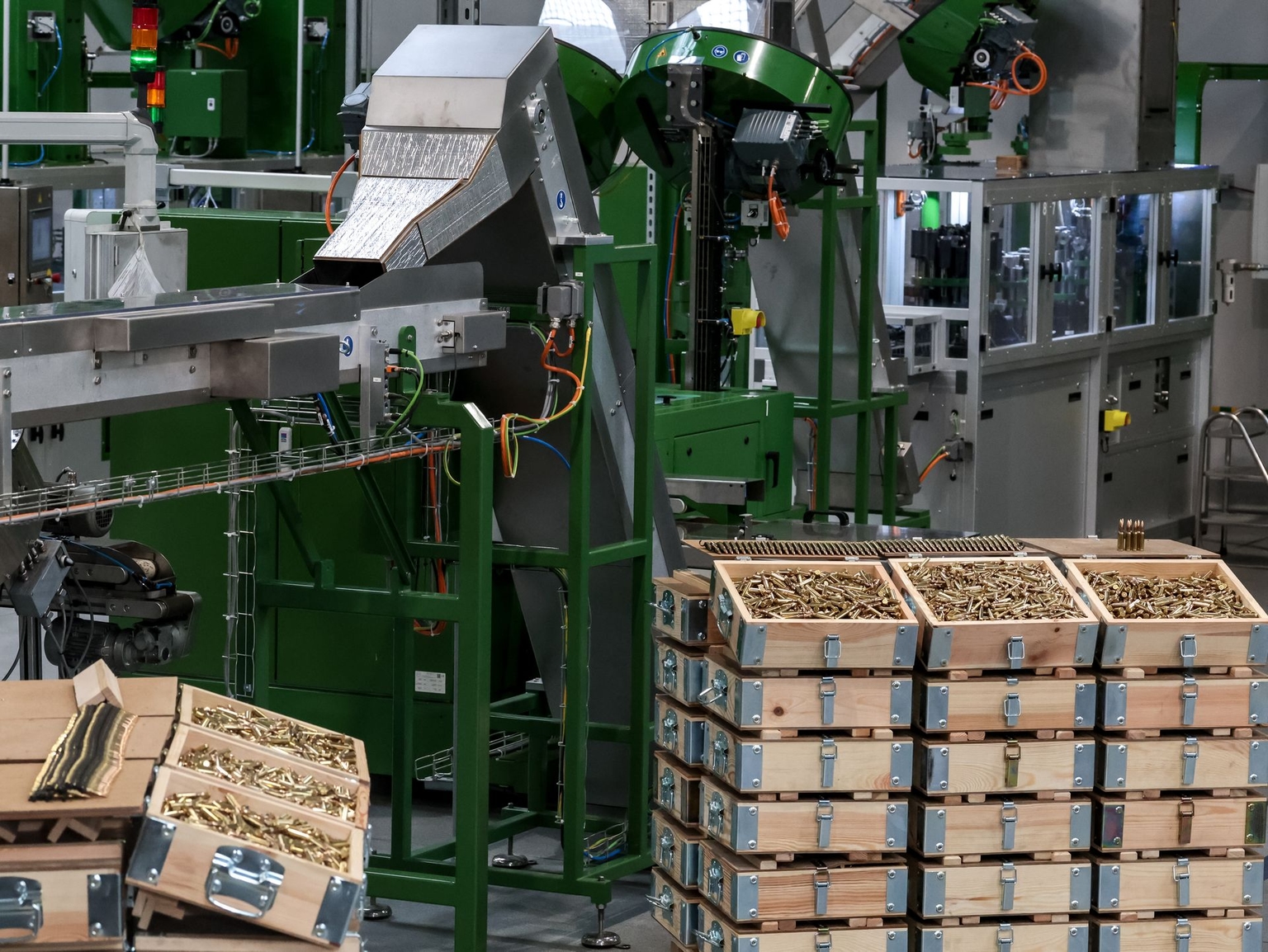 A production line of ammunition is seen at a production hall at Mesko, an ammunition manufacturer, in Skarzysko-Kamienna, Poland, on June 13, 2025.