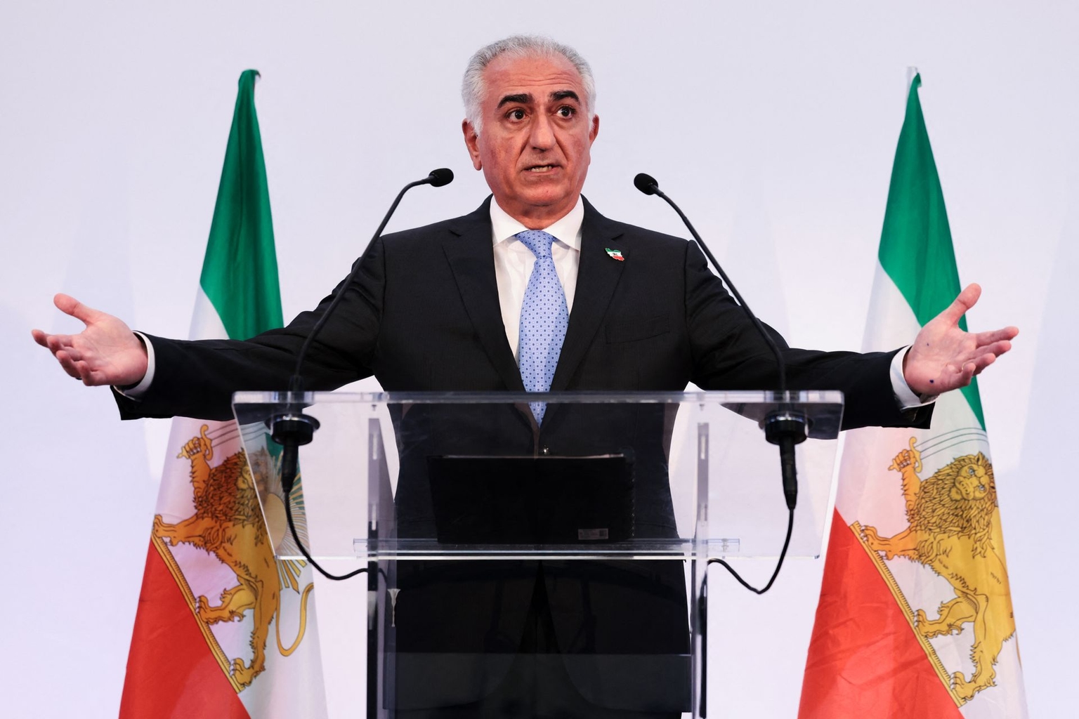 Iranian opposition figure Reza Pahlavi, son of the country’s last shah, holds a press conference in Paris, France, on June 23, 2025.