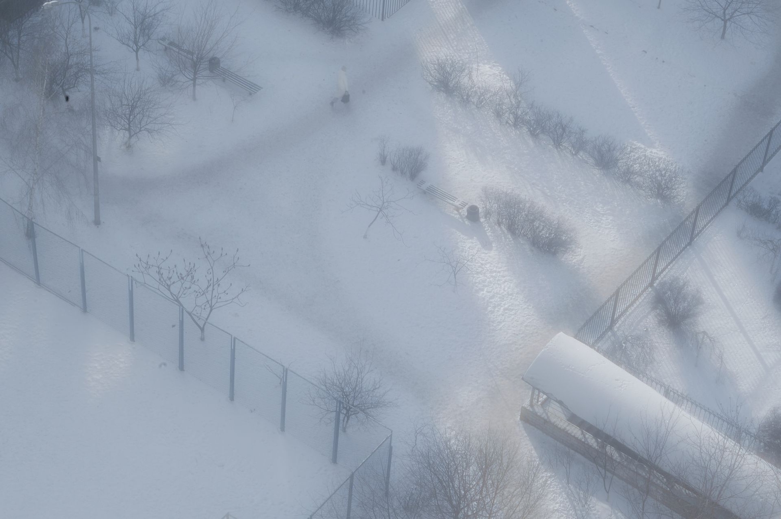 A view of a frozen neighborhood in Kyiv, Ukraine, on Jan. 20, 2026.