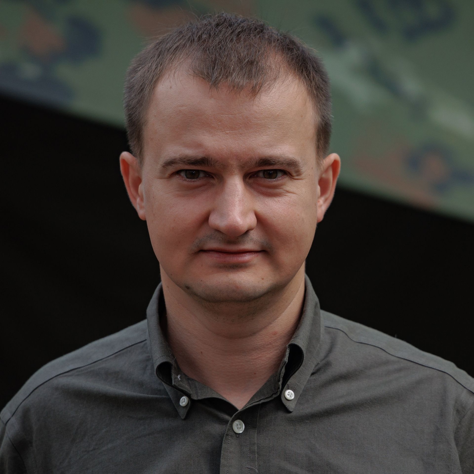 A portrait of Taras Chmut, head of the Come Back Alive foundation, in Kyiv, Ukraine, on July 29, 2023