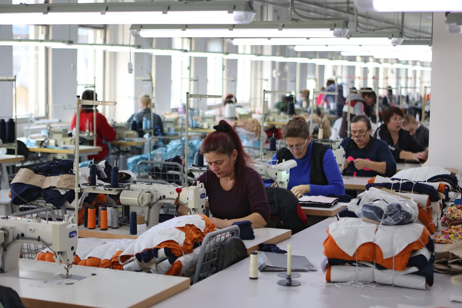 Employees work at the HRT Textiles Ivano-Frankivsk garment factory in Ivano-Frankivsk, Ukraine, on Oct. 31, 2022. 