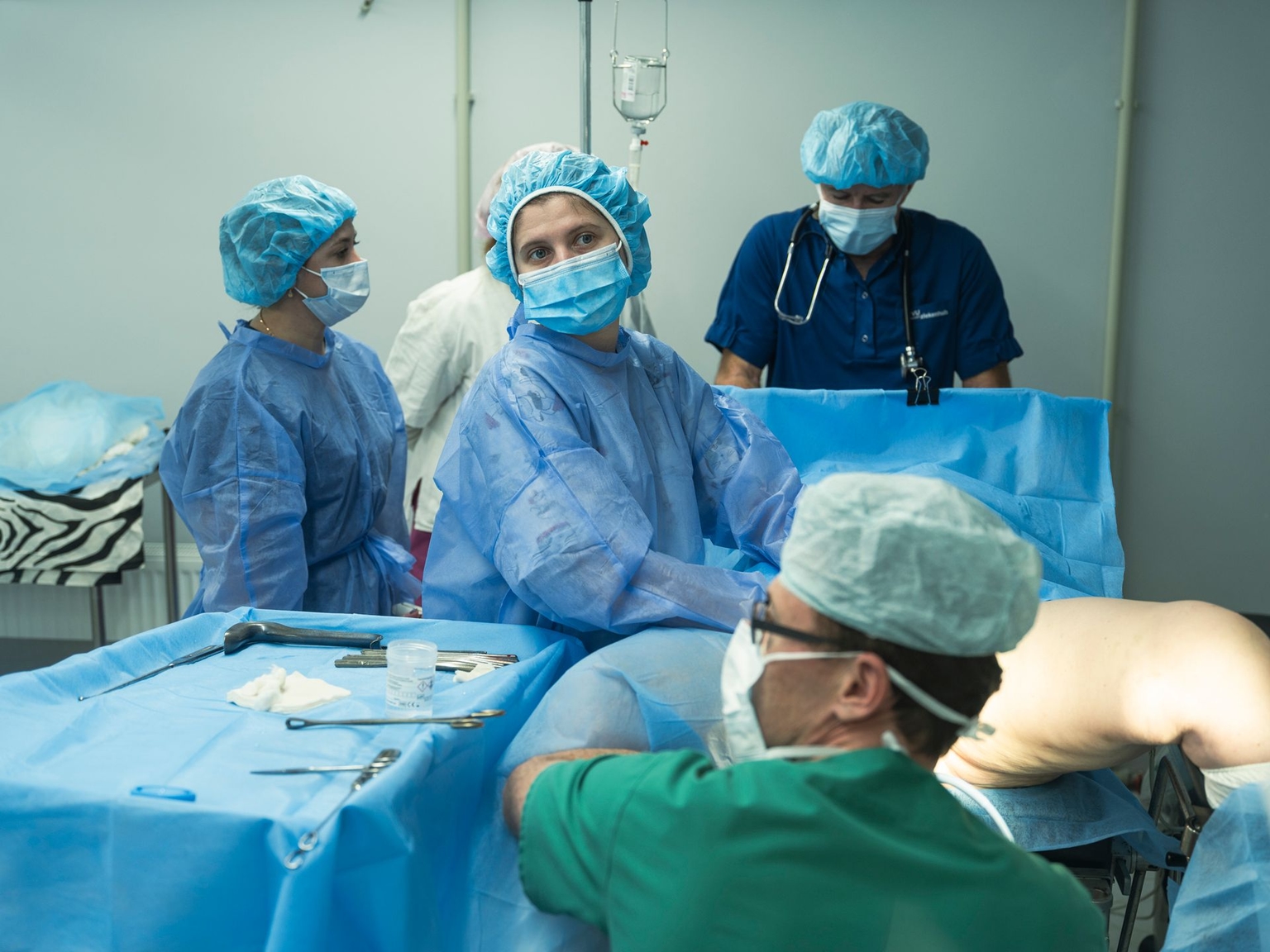 Doctors performing a procedure in a hospital in Kherson, Ukraine on Nov. 19, 2025. 