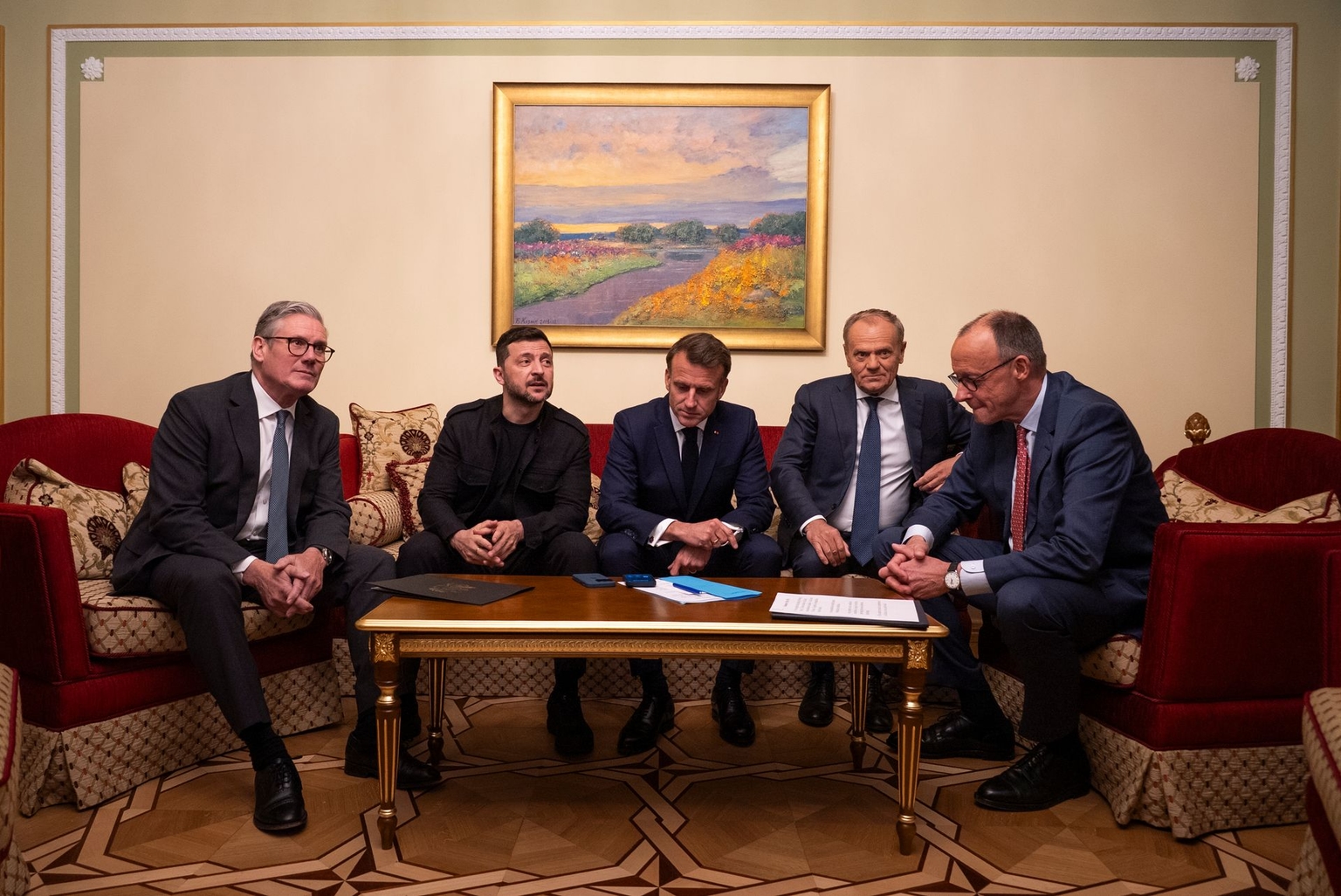 Starmer, Zelensky, Macron, Tusk, and Merz call Trump from Kyiv, May 10, 2025.