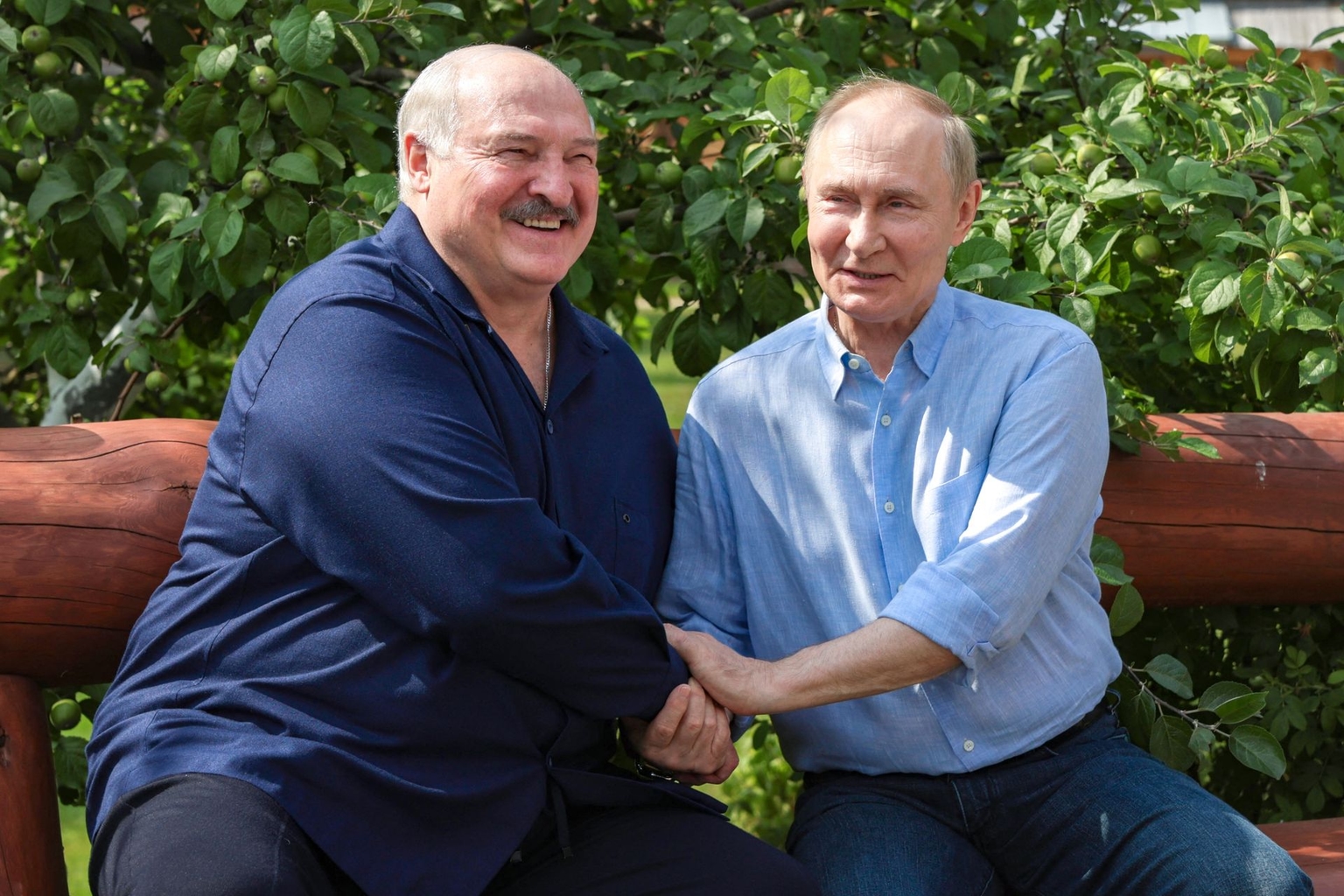 Russia’s President Vladimir Putin (R) and Belarusian President Alexander Lukashenko (L) in Valaam, Russia, on Aug. 1, 2025. 