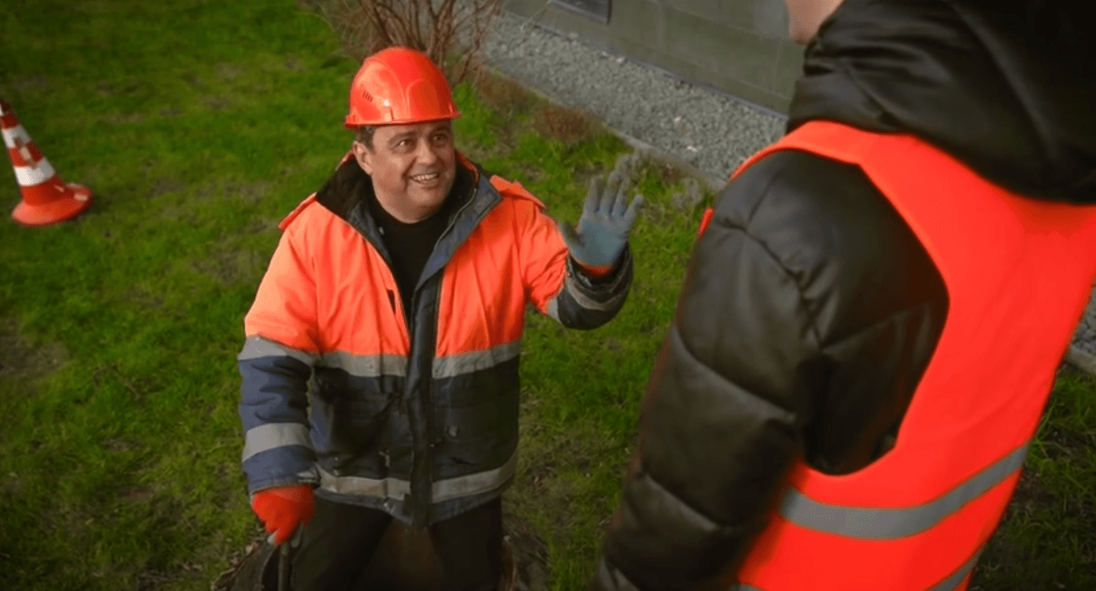 Screenshot from a video of an alleged German migrant working in Crimea. 