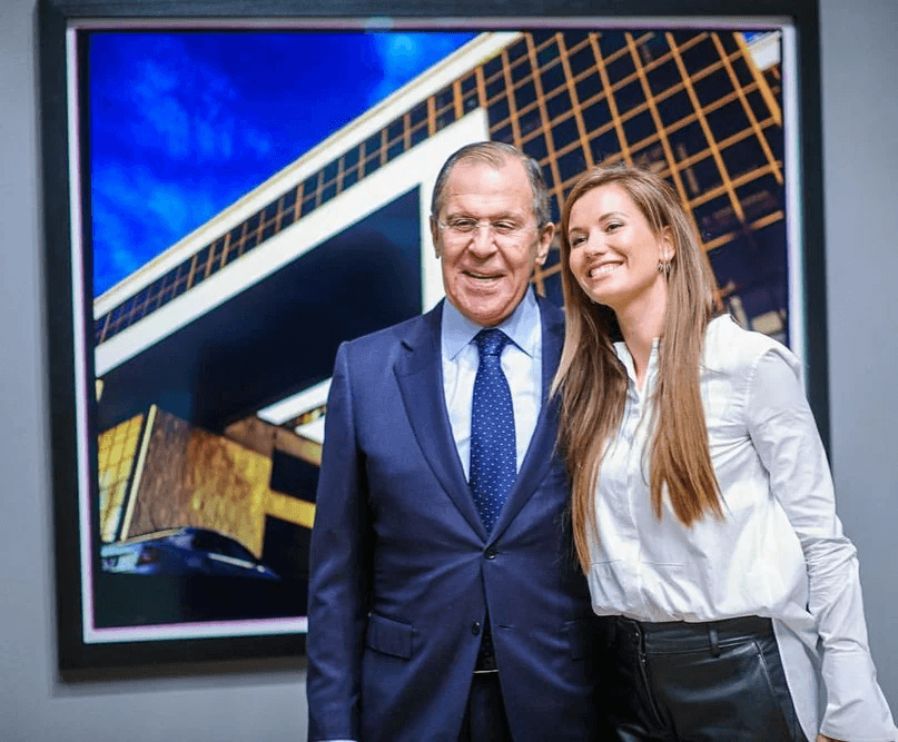Russian Foreign Minister Sergey Lavrov (L) with his daughter Ekaterina Vinokurova (R)