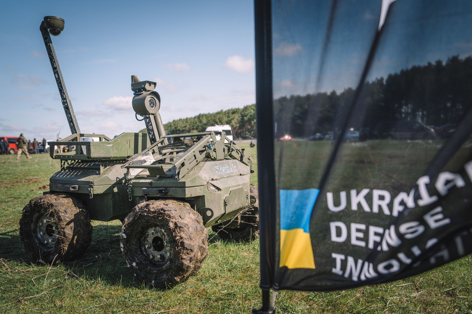 The ground-based robotic system SleamAk during a test exhibition of Brave1 ground robots in Ukraine on April 11, 2025. 