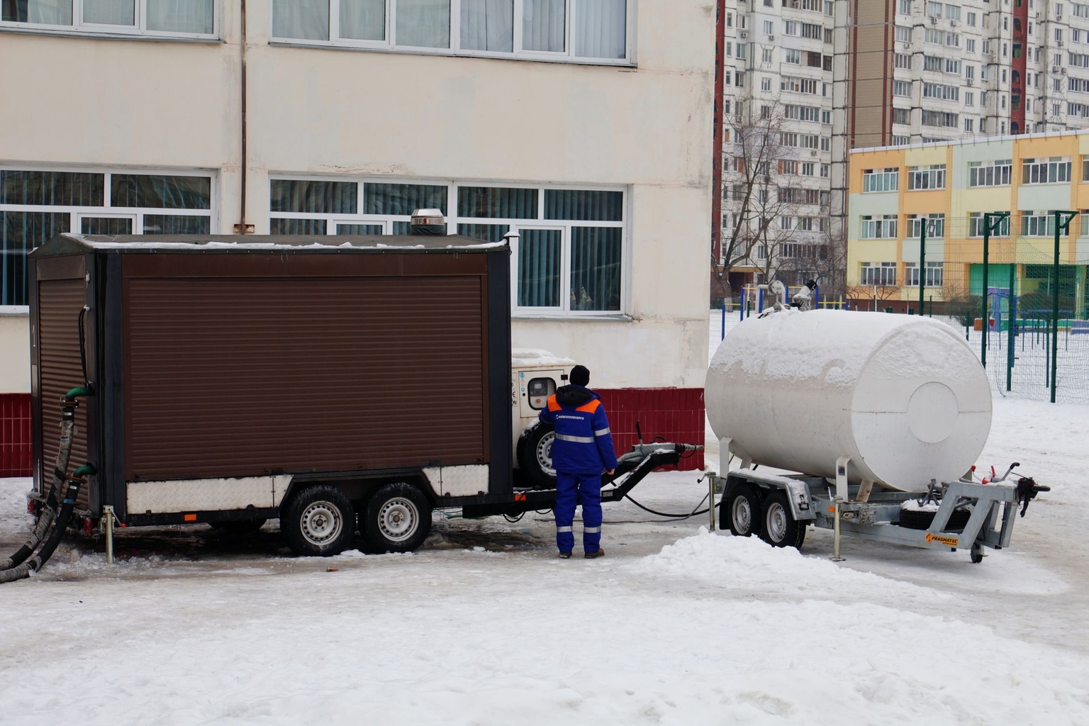 A gas cogeneration plant stands near a school in Kyiv, Ukraine, on Jan. 27, 2026. 