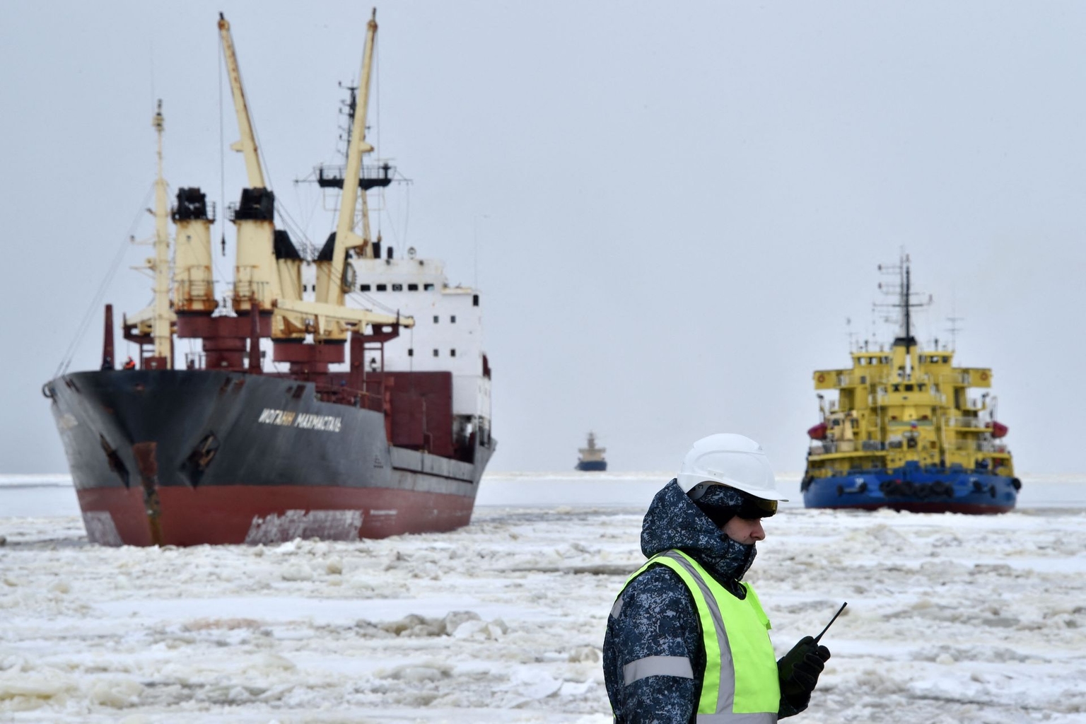 The icebreaker Tor is seen at the port of Sabetta, Russia, on May 5, 2016.