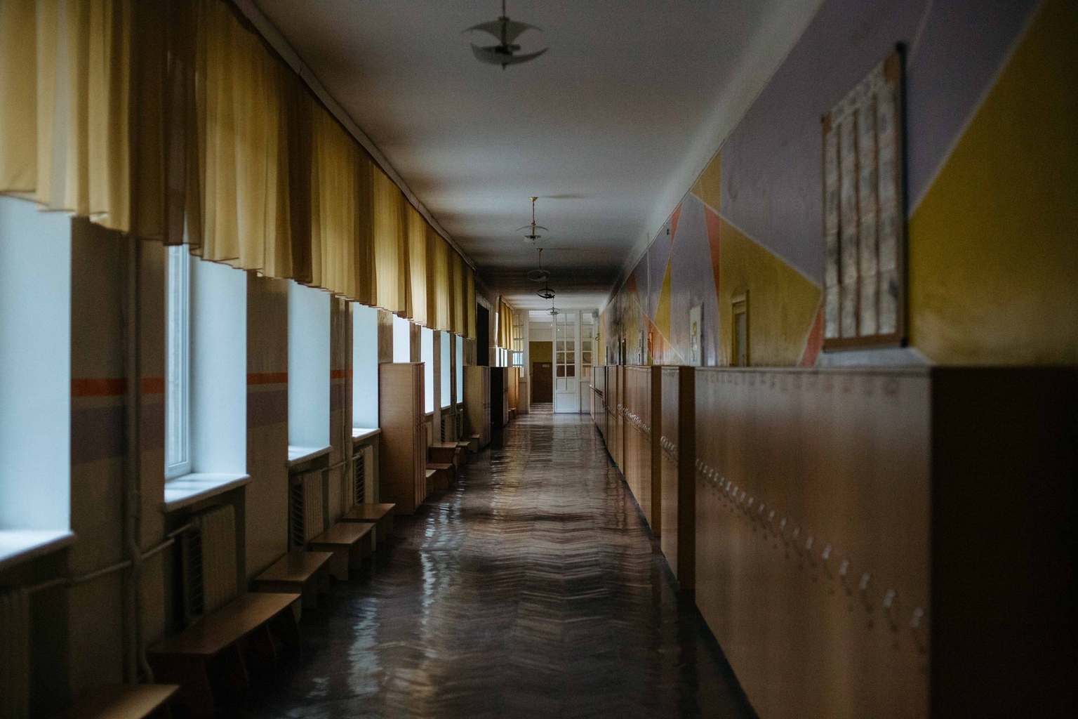 Lutsk Lyceum No. 4 stands empty during the autumn school break in Lutsk, Volyn Oblast, Ukraine, on Oct. 22, 2026.