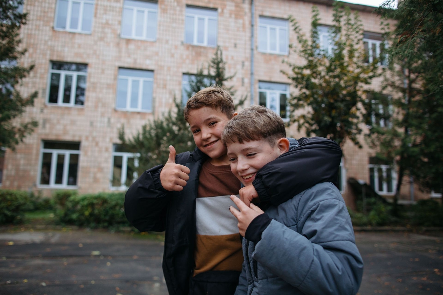 Children play on a school playground in Lutsk, Volyn Oblast, Ukraine, on Oct. 22, 2026.
