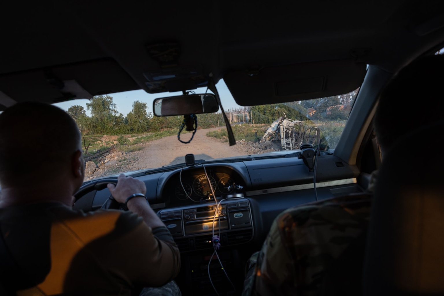 Soldiers of the 66th Mechanized Brigade drive a car in Kharkiv Oblast, Ukraine, on Aug. 10, 2026.