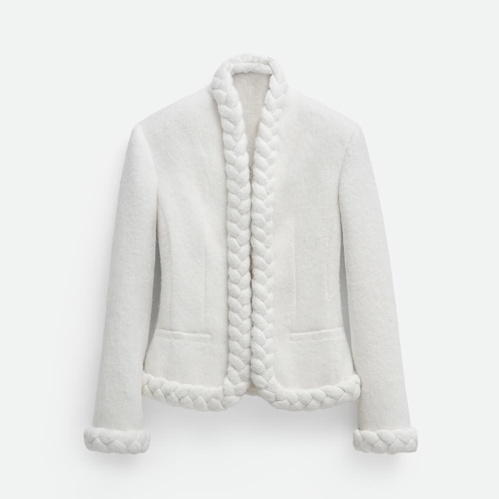 Braided wool jacket by Ukrainian brand Bevza