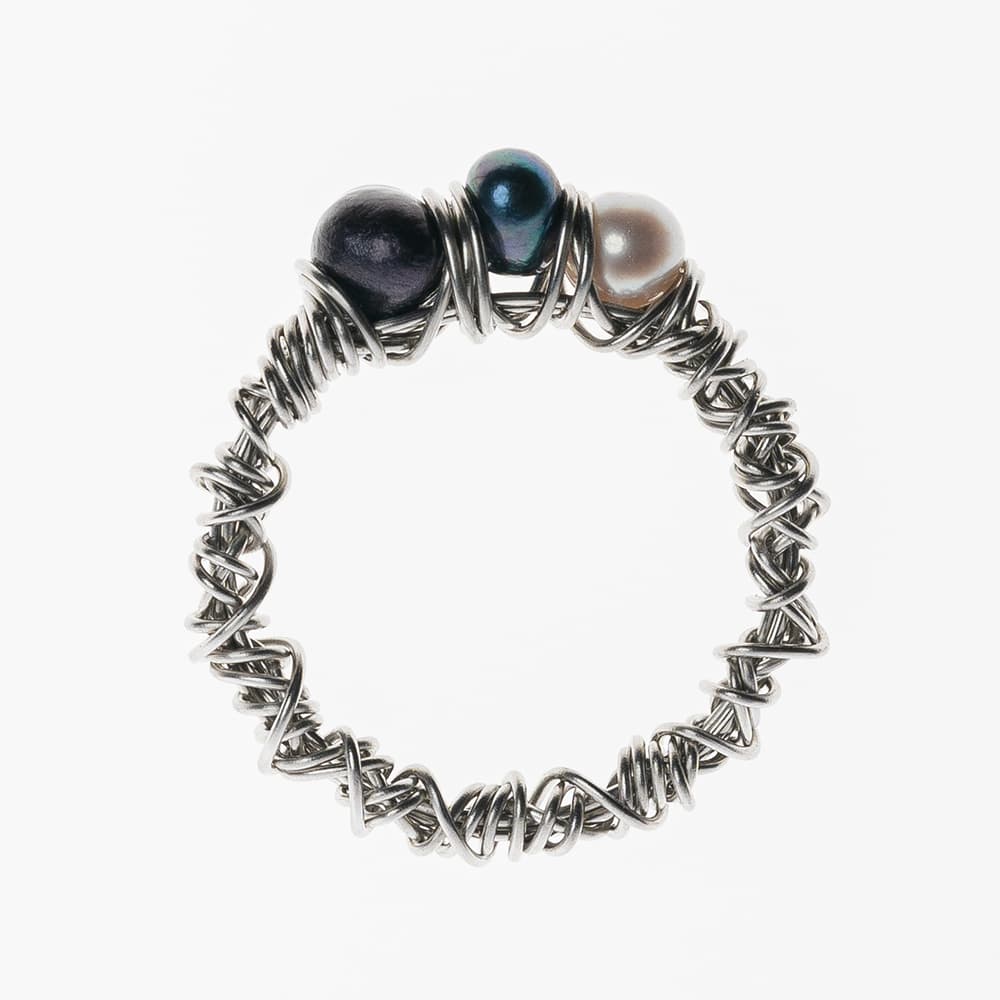 Steel and pearl ring by Ukrainian brand Dyrektyva