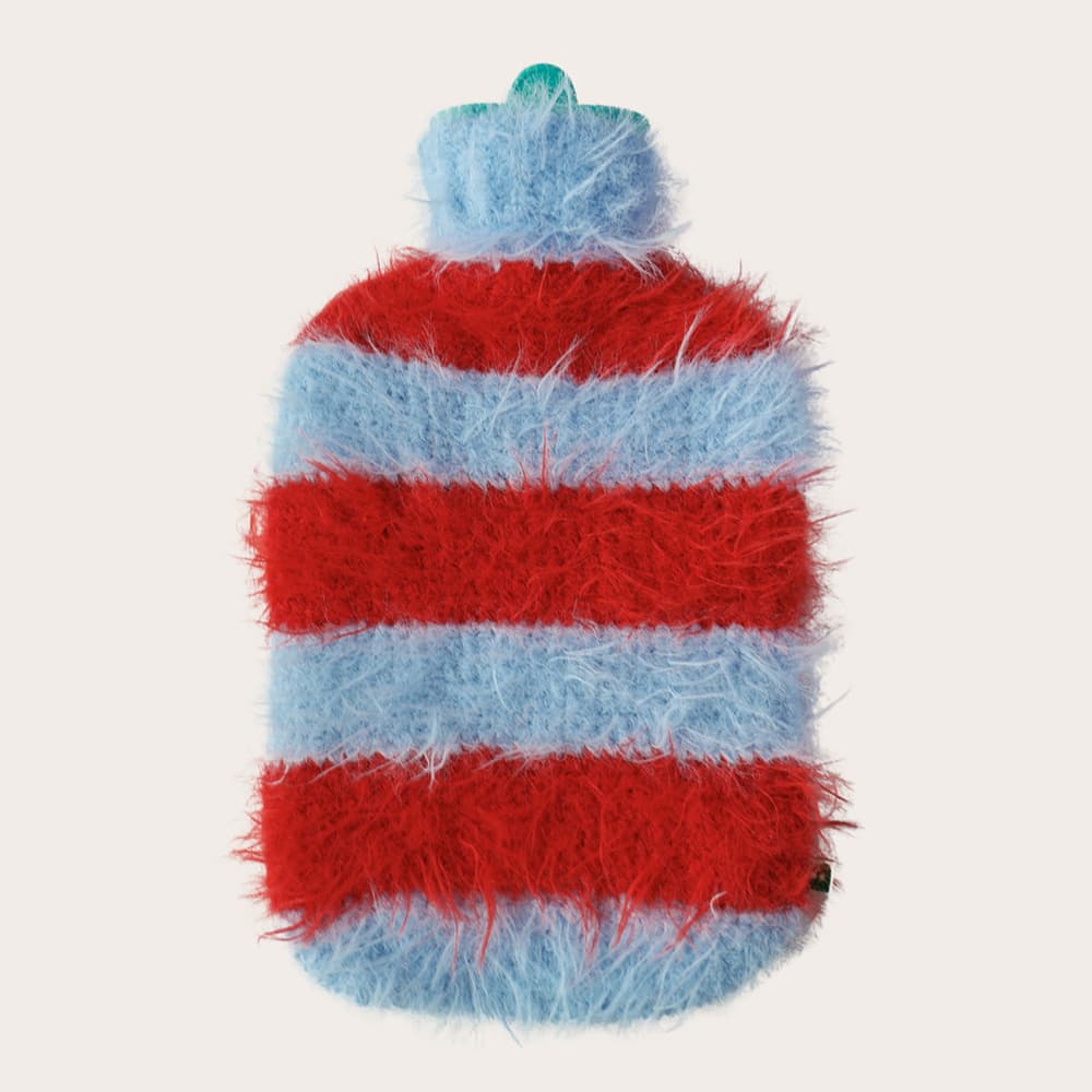 Striped fluffy hot water bottle by Ukrainian brand Buttia