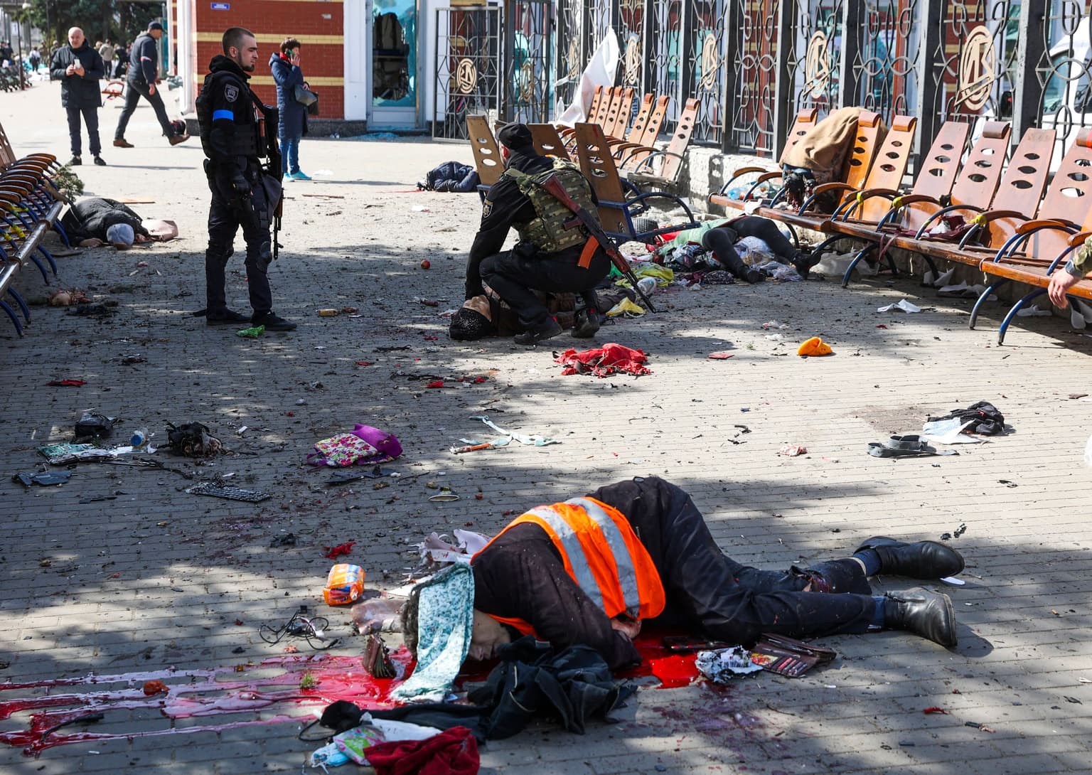 At least 50 killed by Russian strike on train station with evacuating civilians