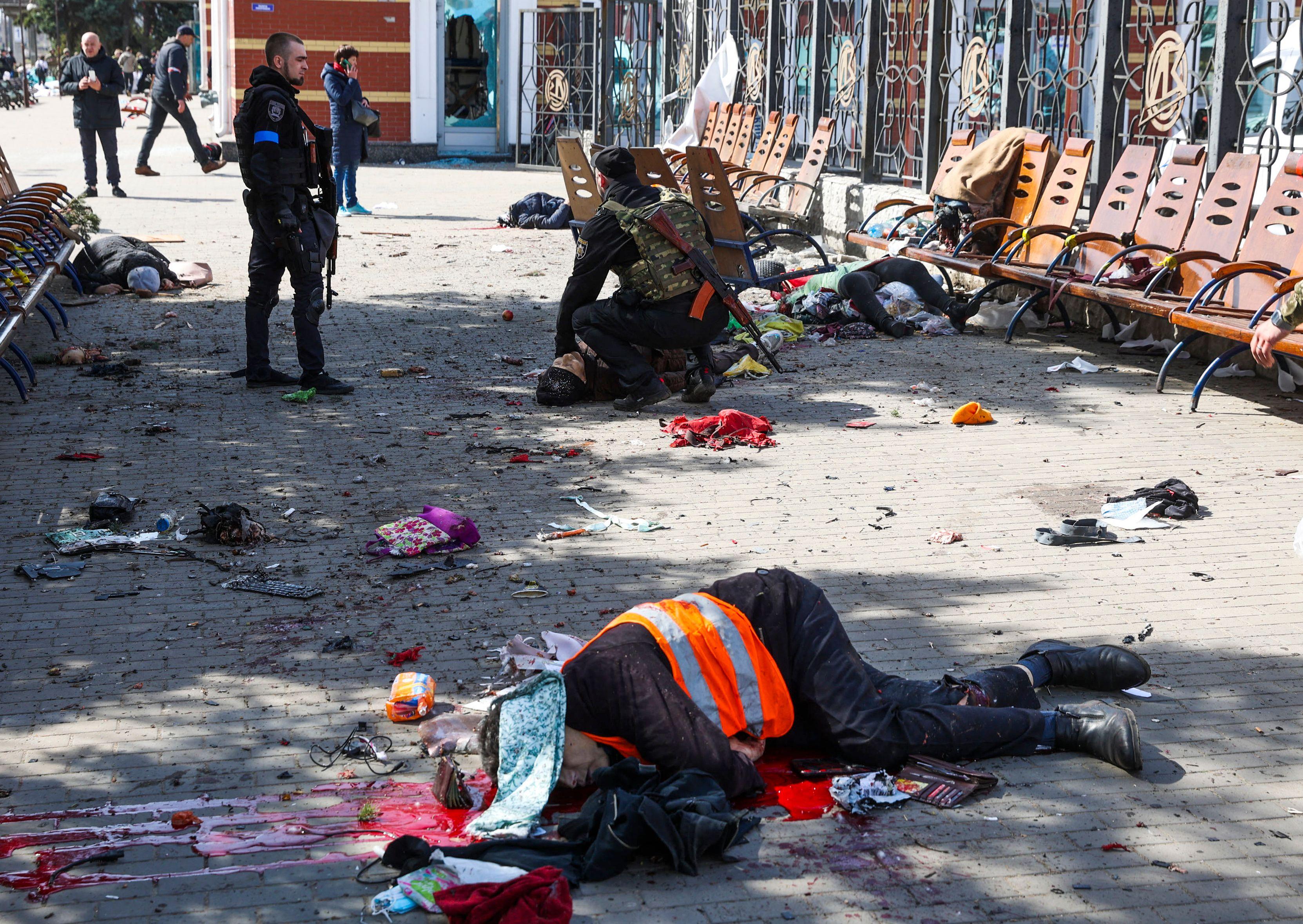At least 50 killed by Russian strike on train station with evacuating civilians
