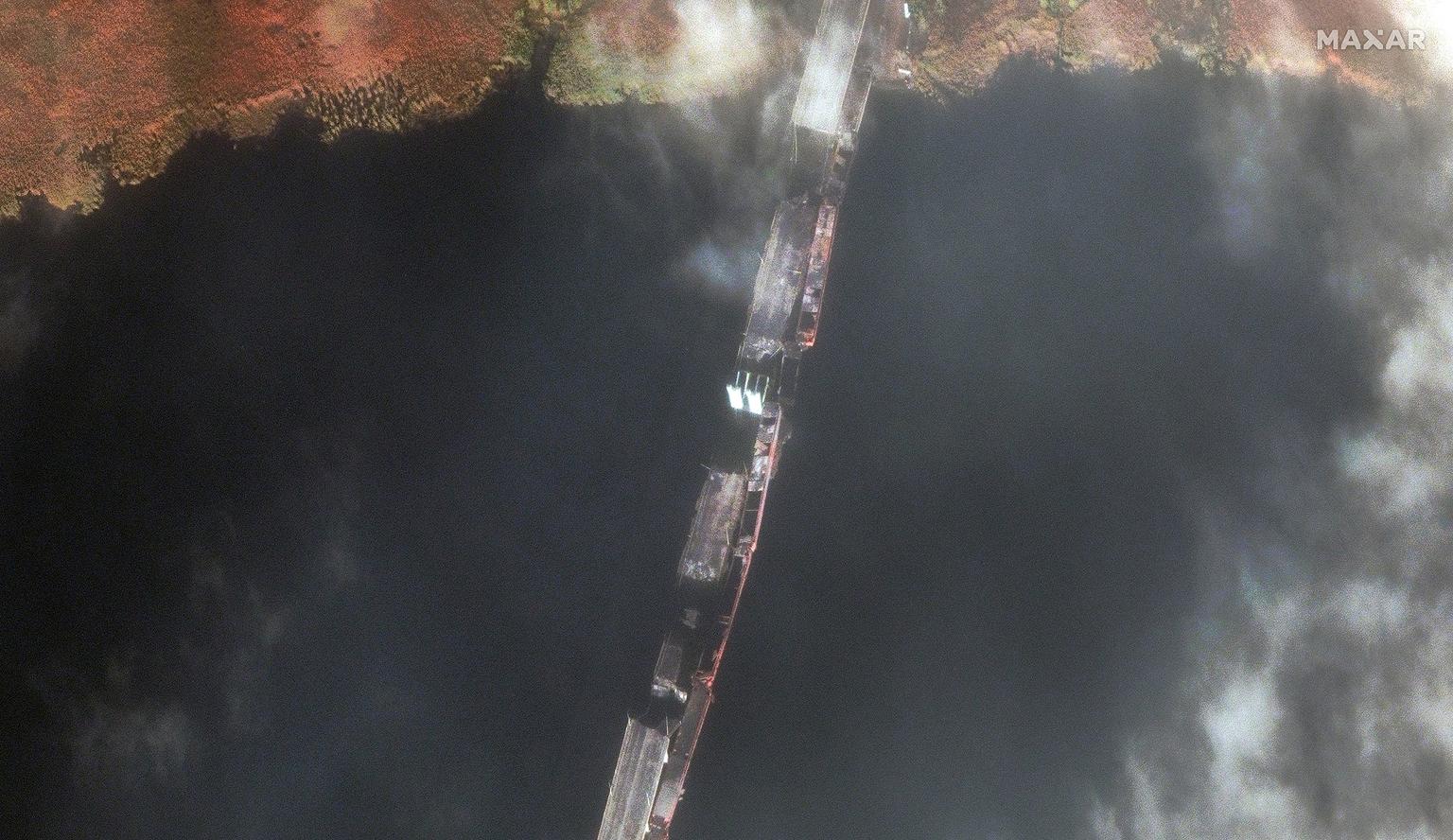 Satellite imagery shows significant damage to bridges near Kherson, Nova Kakhovka dam