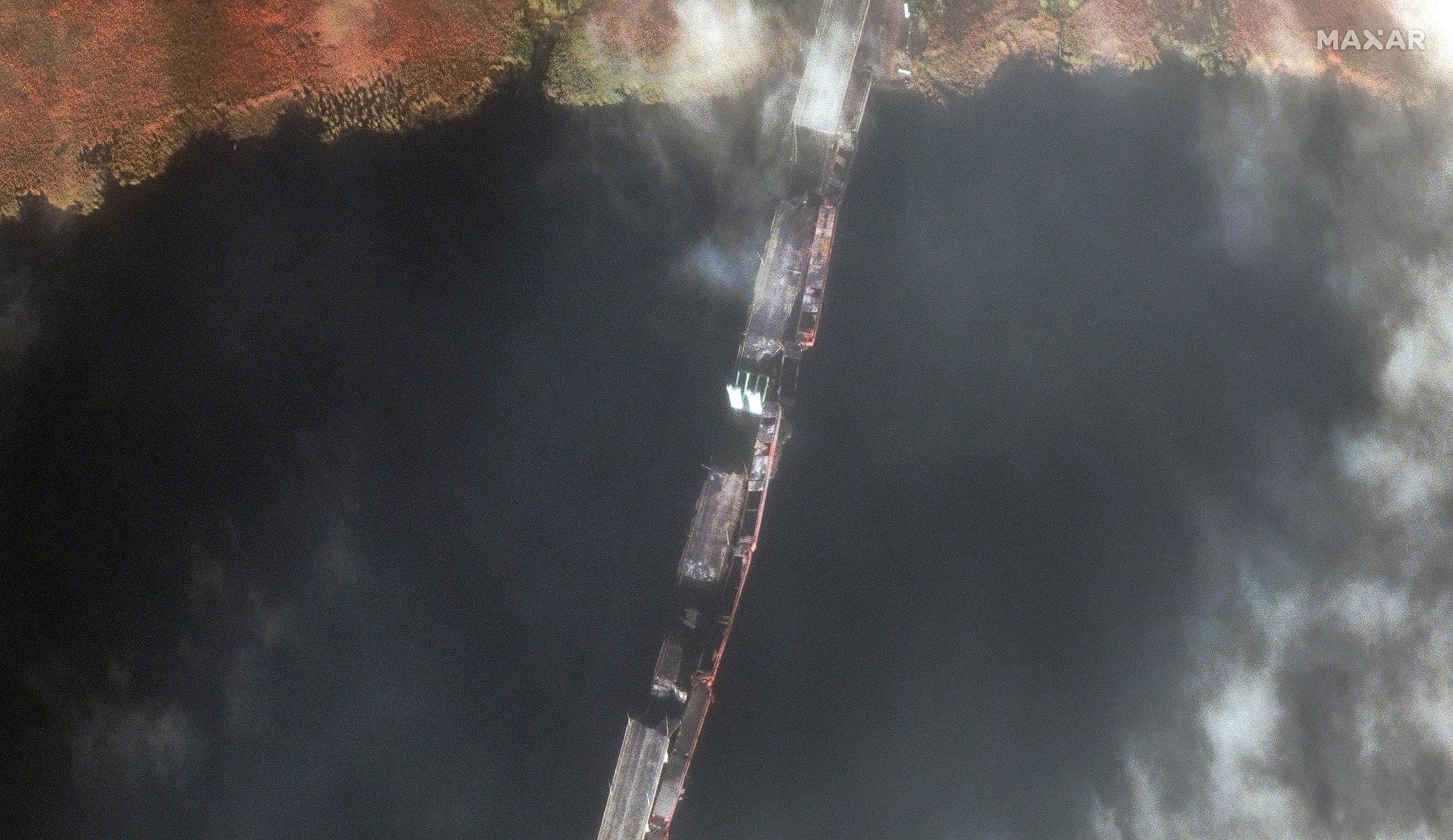 Satellite imagery shows significant damage to bridges near Kherson, Nova Kakhovka dam