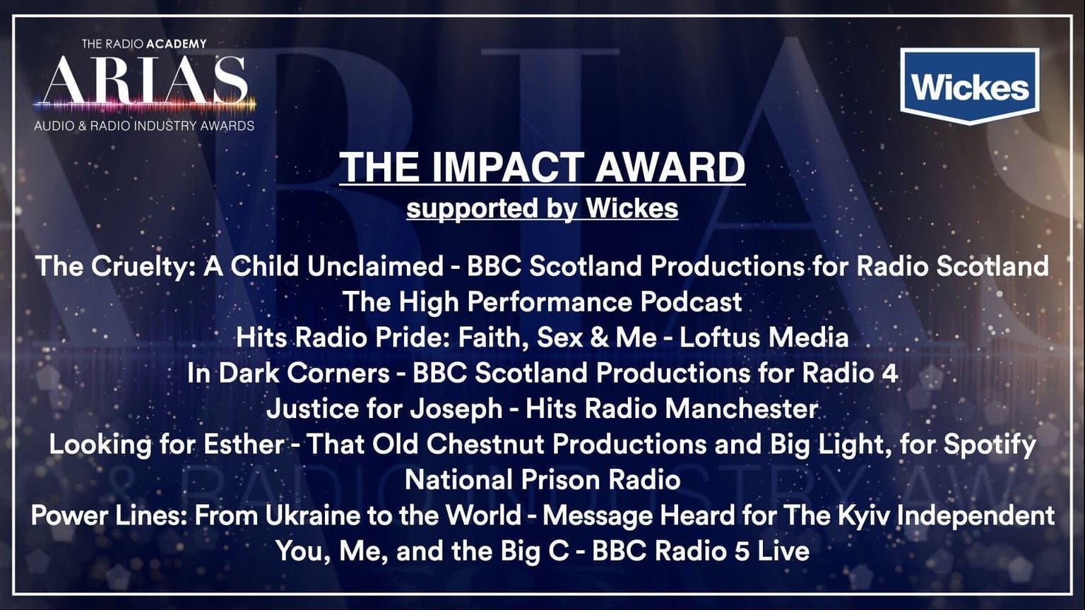 "Power Lines: From Ukraine to the World" was nominated in the category "Impact Award." (Audio & Radio Industry Awards)
