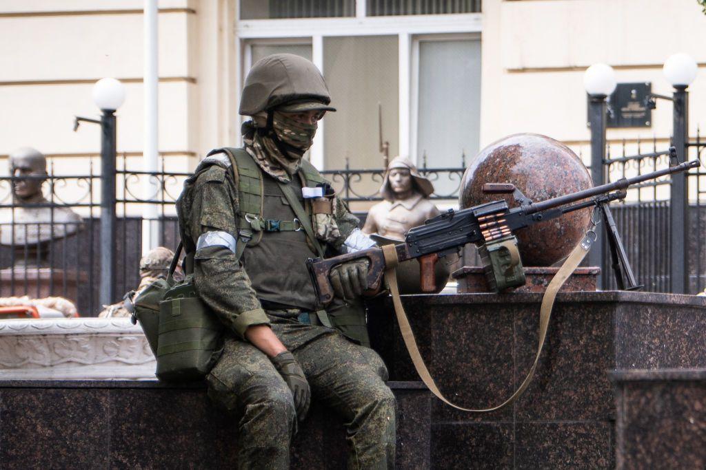 A Wagner Group mercenary pictured in Russia's Rostov, on June 24, 2023