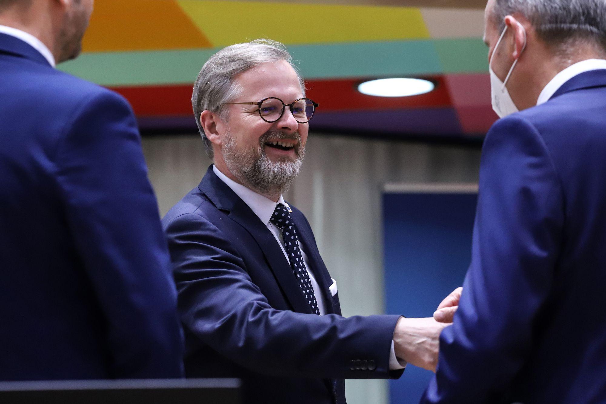 Czechia's Prime Minister Petr Fiala in Brussels in February 2022.